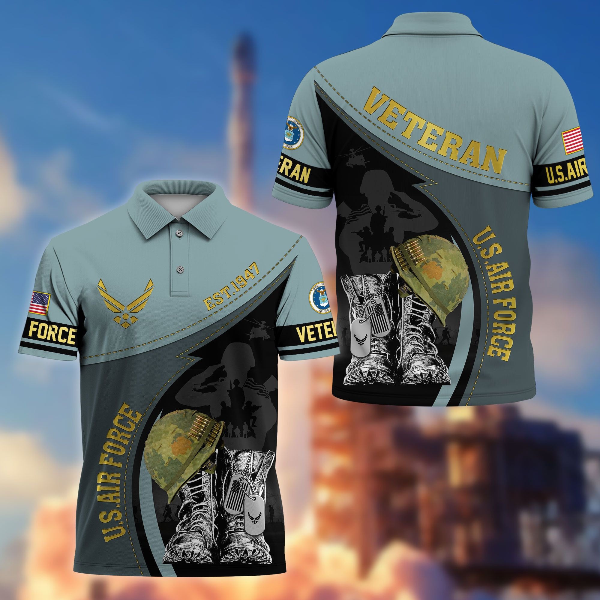 Premium US Veterans Polo Shirt, Gifts For US Veterans, Best Gifts On Father's Day, Armed Forces Day, Independence Day, Veterans Day.