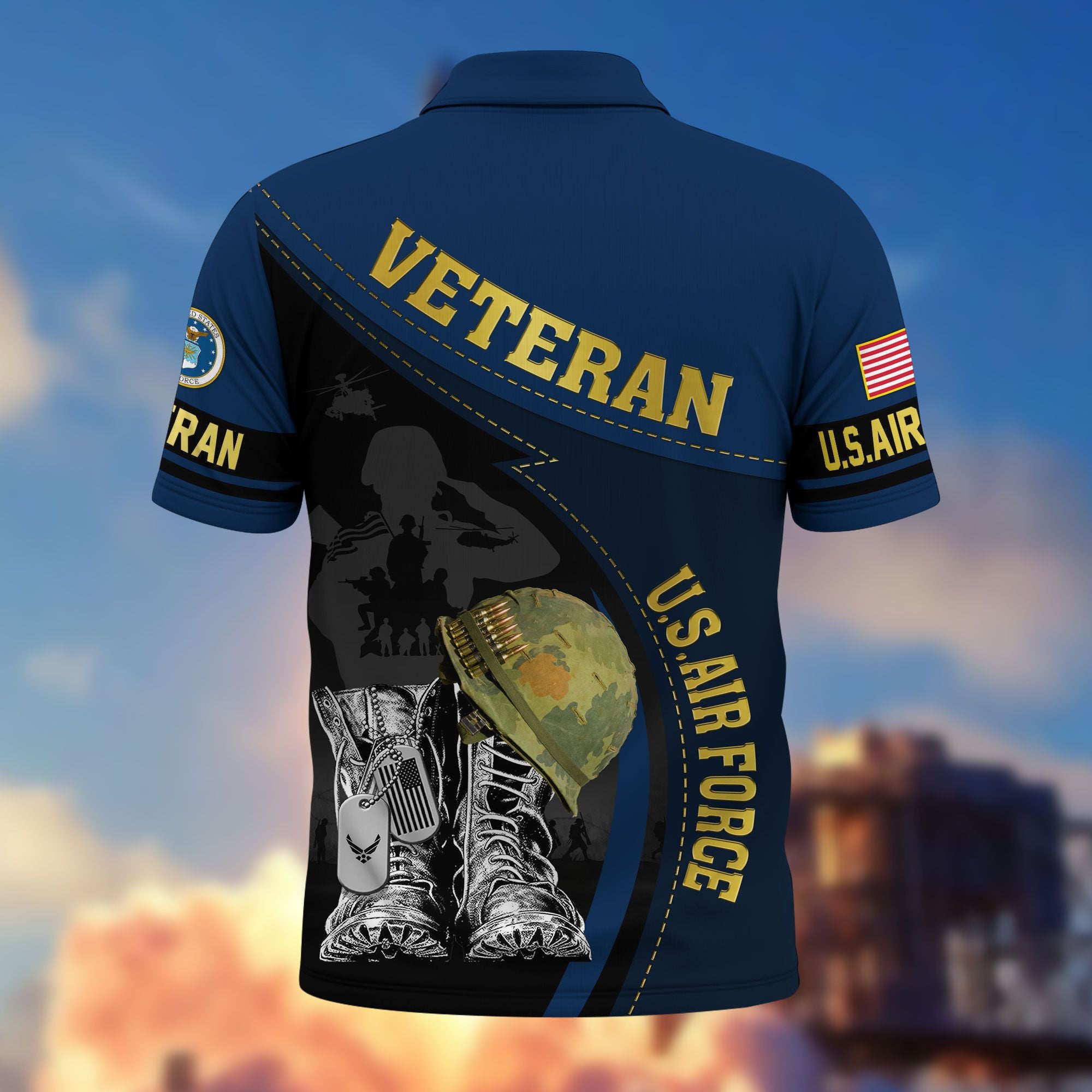 Premium US Veterans Polo Shirt, Gifts For US Veterans, Best Gifts On Father's Day, Armed Forces Day, Independence Day, Veterans Day.