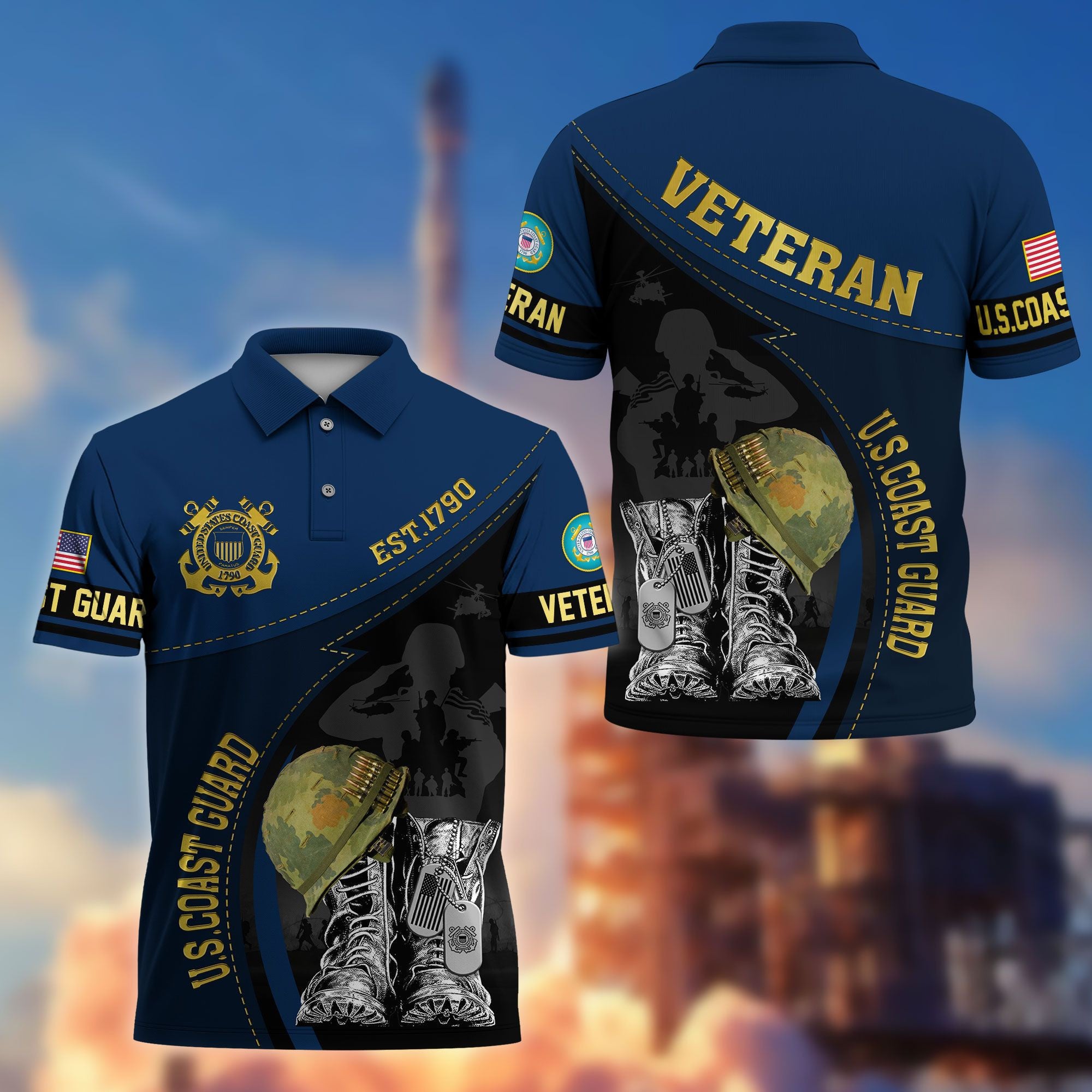 Premium US Veterans Polo Shirt, Gifts For US Veterans, Best Gifts On Father's Day, Armed Forces Day, Independence Day, Veterans Day.