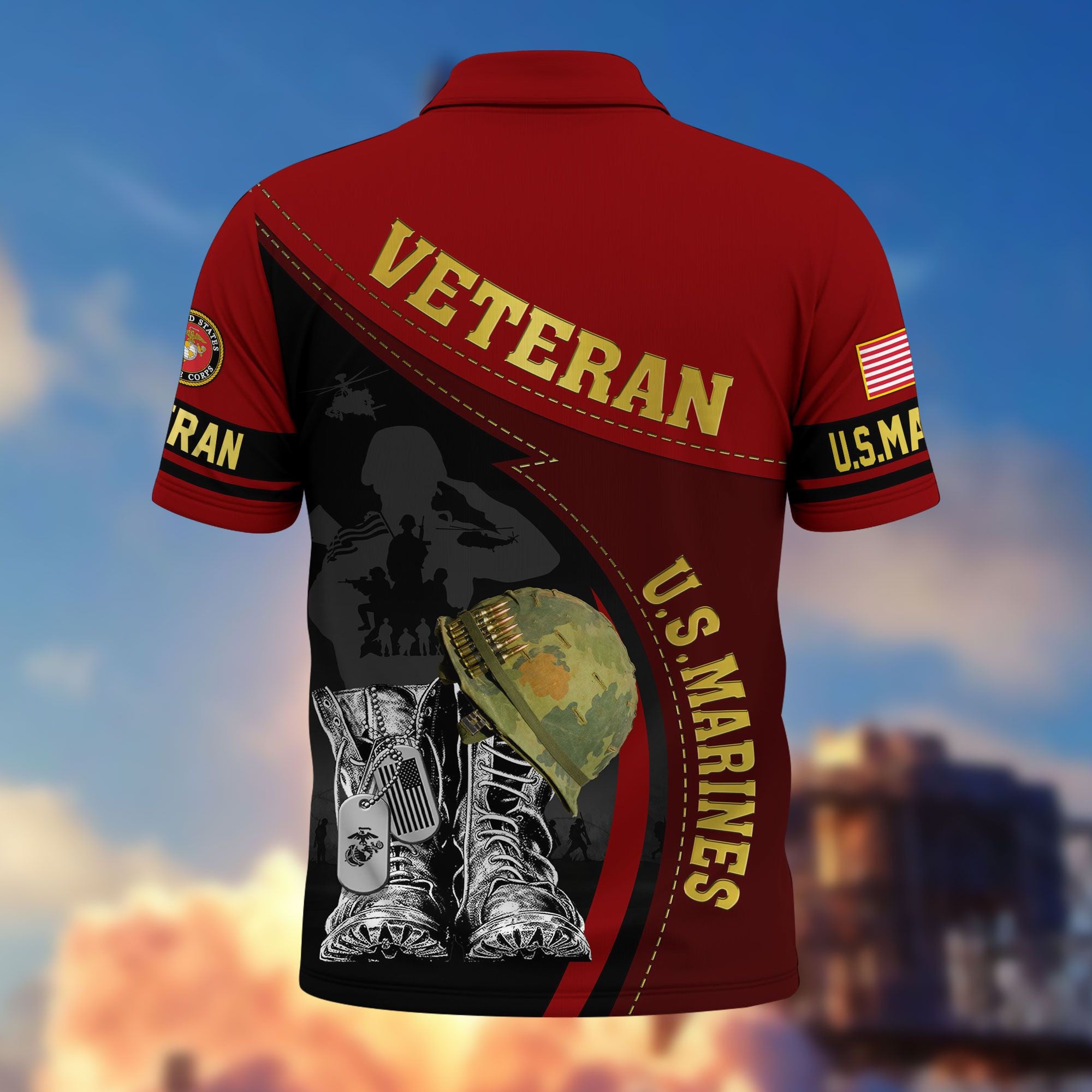 Premium US Veterans Polo Shirt, Gifts For US Veterans, Best Gifts On Father's Day, Armed Forces Day, Independence Day, Veterans Day.
