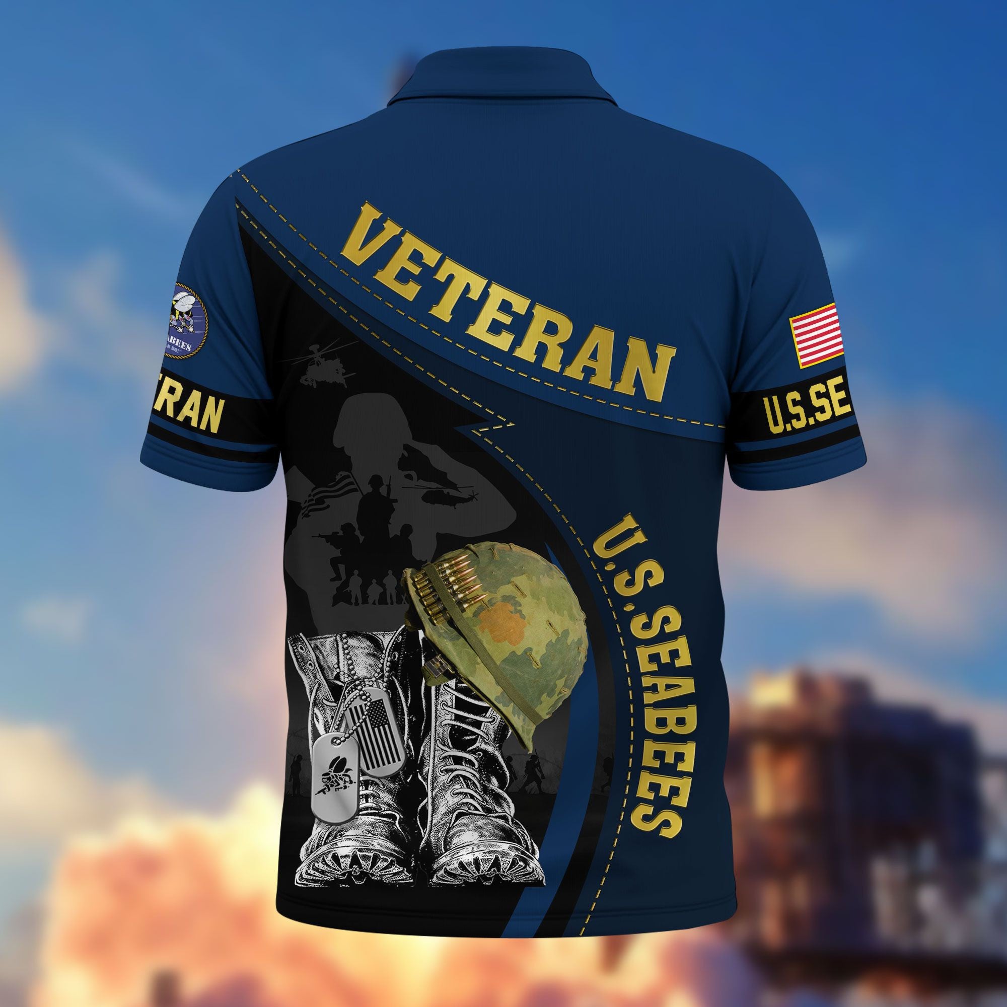 Premium US Veterans Polo Shirt, Gifts For US Veterans, Best Gifts On Father's Day, Armed Forces Day, Independence Day, Veterans Day.