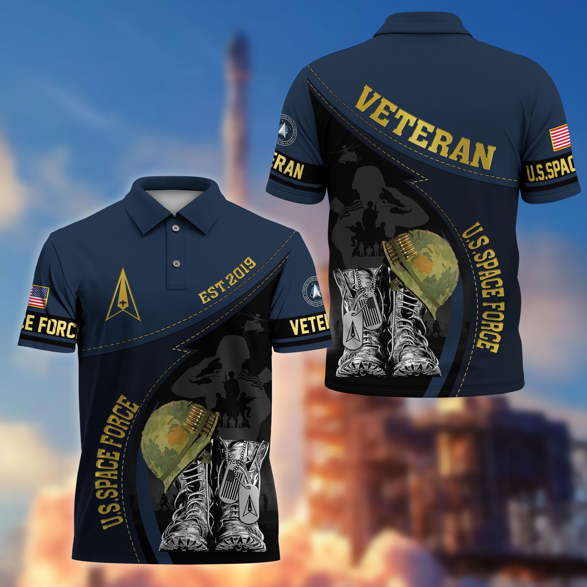 Premium US Veterans Polo Shirt, Gifts For US Veterans, Best Gifts On Father's Day, Armed Forces Day, Independence Day, Veterans Day.