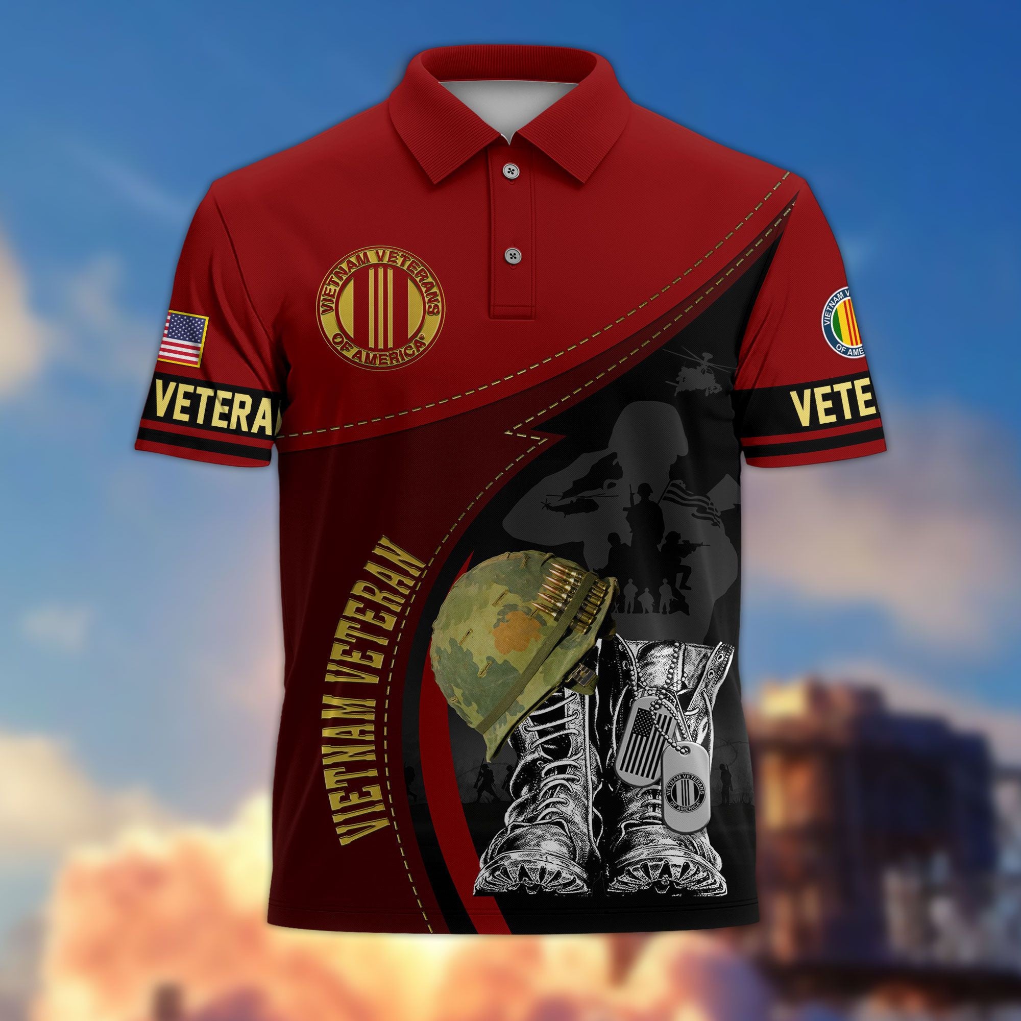 Premium US Veterans Polo Shirt, Gifts For US Veterans, Best Gifts On Father's Day, Armed Forces Day, Independence Day, Veterans Day.
