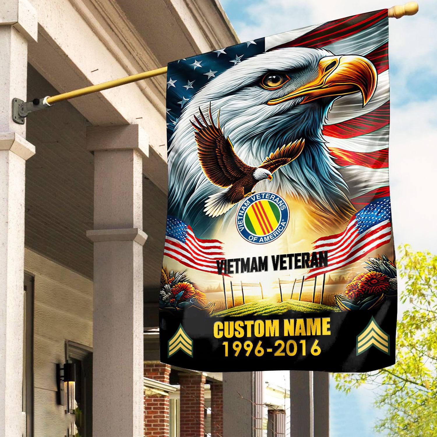 Premium Custom Name, Rank Vietnam Veteran Flag, Gift For Vietnam Veteran, American Flag, Patriotic Flag, Garden Flag, House Flag, Best Gifts On Father's Day, Independence Day, Veterans Day.