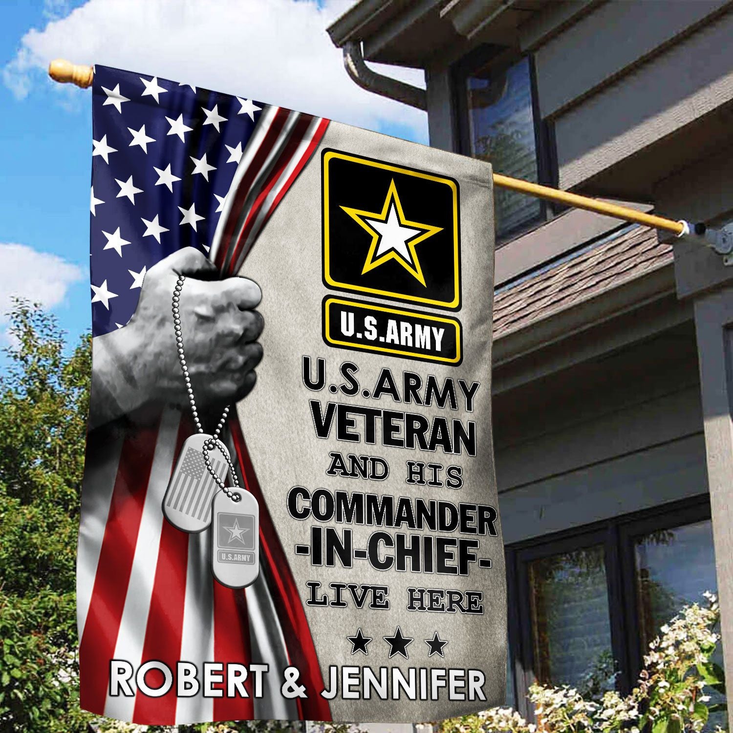 US Army Flag, Custom Name, Gift For Army Veteran, American Flag, Patriotic Flag, Garden Flag, House Flag, Best Gifts On Father's Day, Independence Day, Veterans Day.