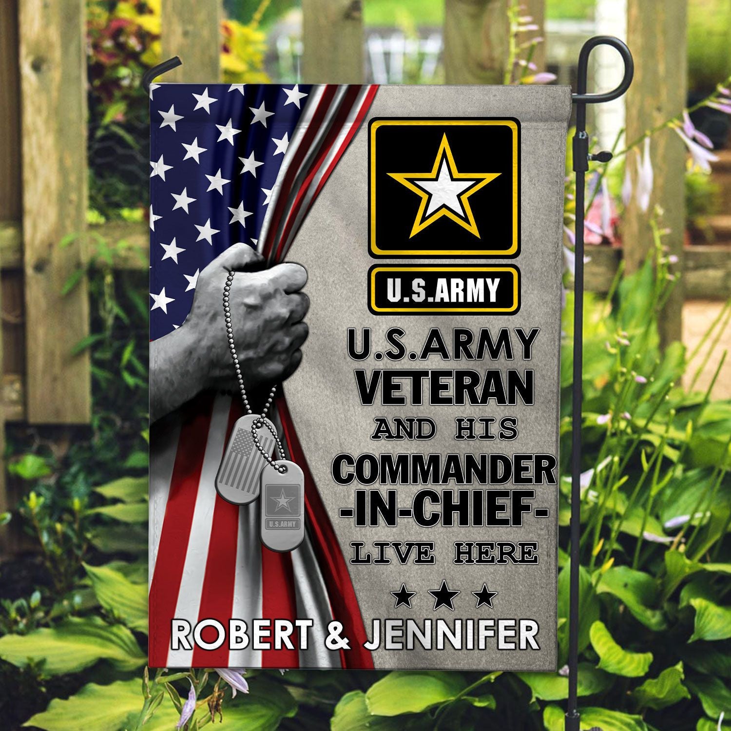 US Army Flag, Custom Name, Gift For Army Veteran, American Flag, Patriotic Flag, Garden Flag, House Flag, Best Gifts On Father's Day, Independence Day, Veterans Day.