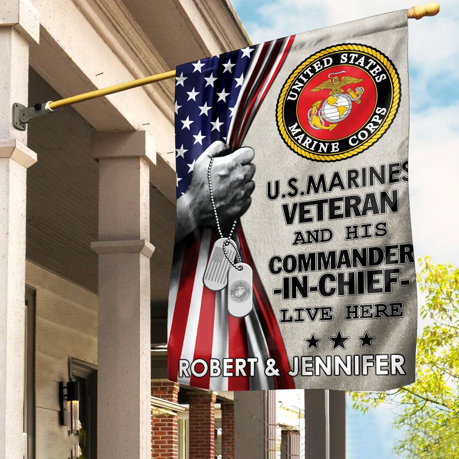USMC Flag, Custom Name, Gift For Marine Veteran, American Flag, Patriotic Flag, Garden Flag, House Flag, Best Gifts On Father's Day, Independence Day, Veterans Day.