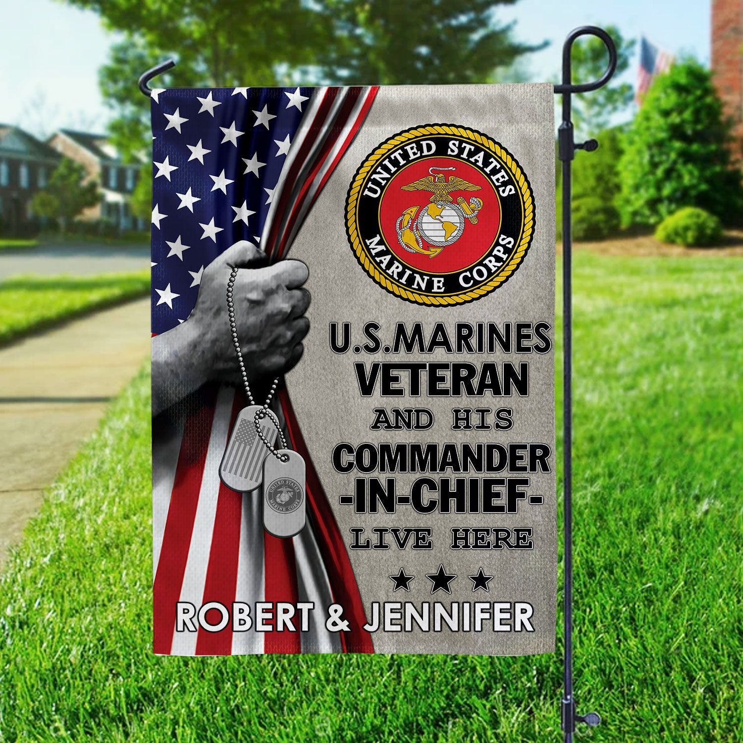 USMC Flag, Custom Name, Gift For Marine Veteran, American Flag, Patriotic Flag, Garden Flag, House Flag, Best Gifts On Father's Day, Independence Day, Veterans Day.