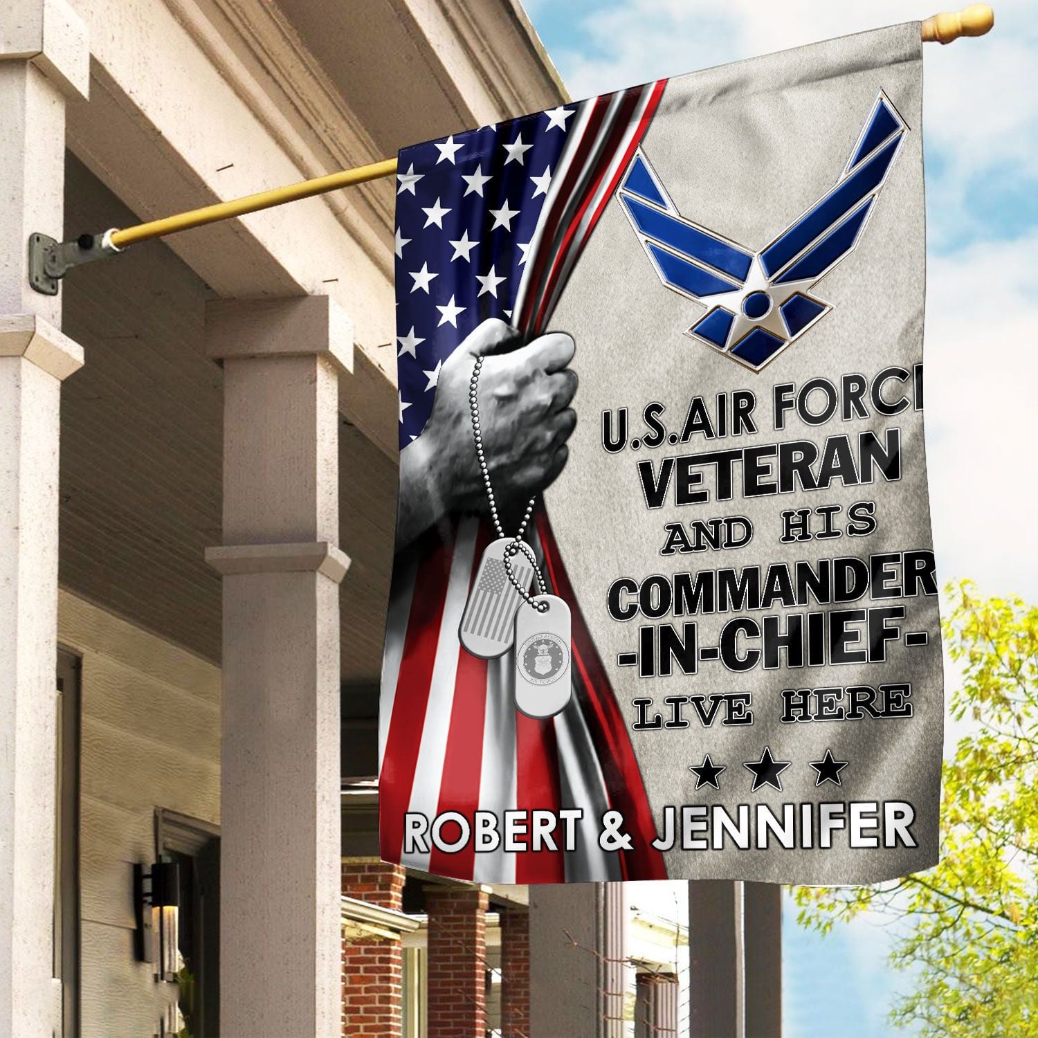 USAF Flag, Custom Name, Gift For Air Force Veteran, American Flag, Patriotic Flag, Garden Flag, House Flag, Best Gifts On Father's Day, Independence Day, Veterans Day.