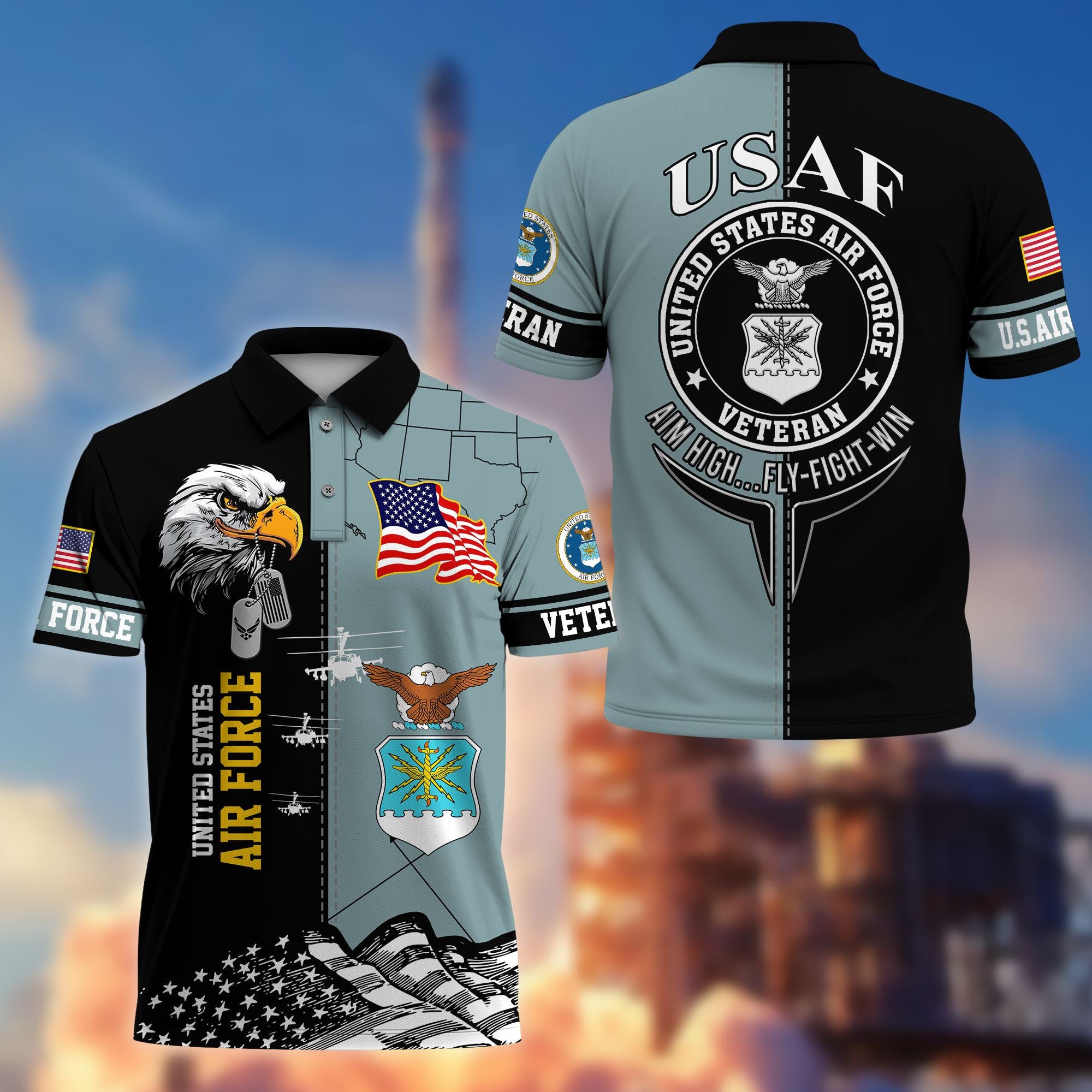 Premium US Veterans Polo Shirt, Gifts For US Veterans, Gifts On Father's Day, Armed Forces Day, Independence Day, Veterans Day.