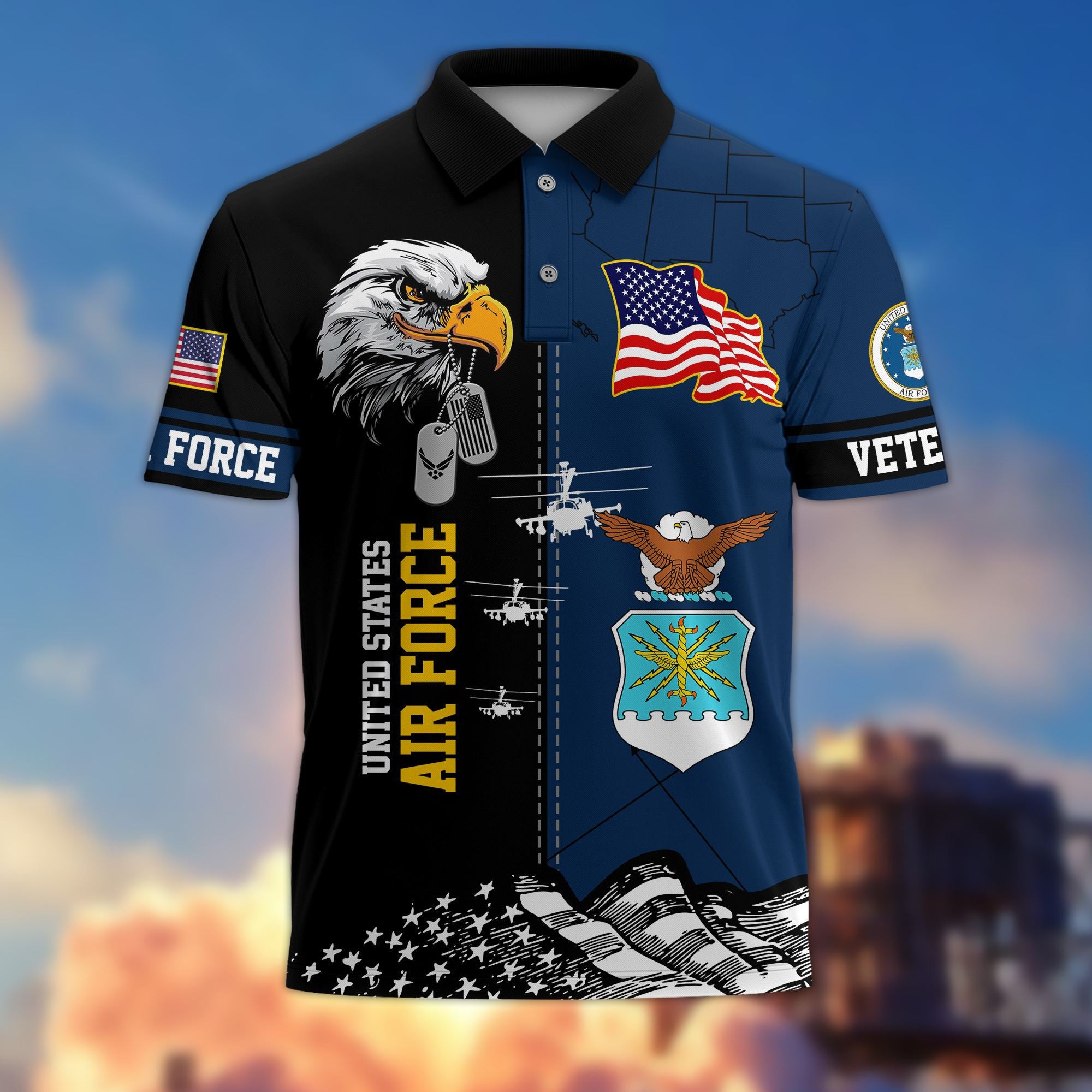 Premium US Veterans Polo Shirt, Gifts For US Veterans, Gifts On Father's Day, Armed Forces Day, Independence Day, Veterans Day.