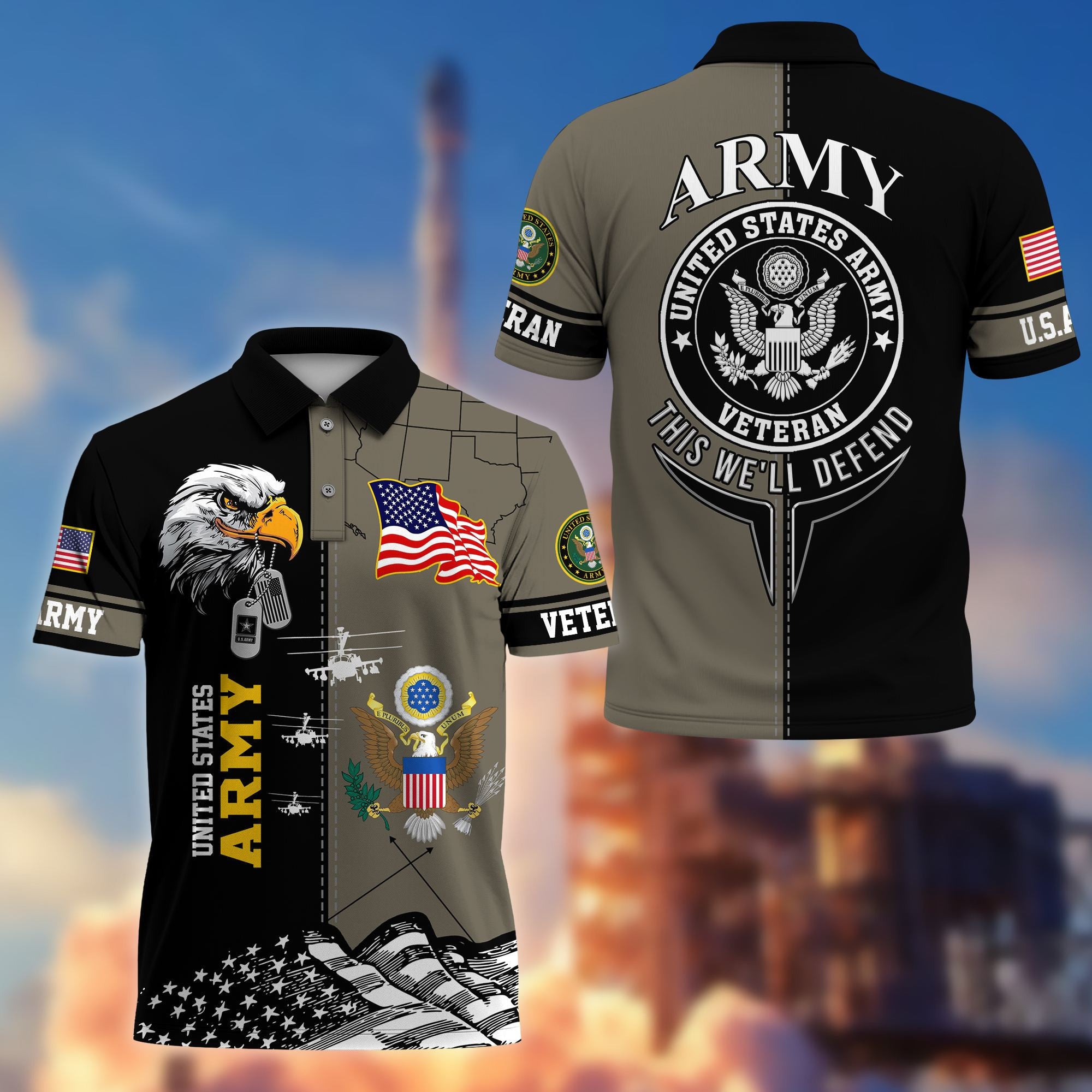 Premium US Veterans Polo Shirt, Gifts For US Veterans, Gifts On Father's Day, Armed Forces Day, Independence Day, Veterans Day.