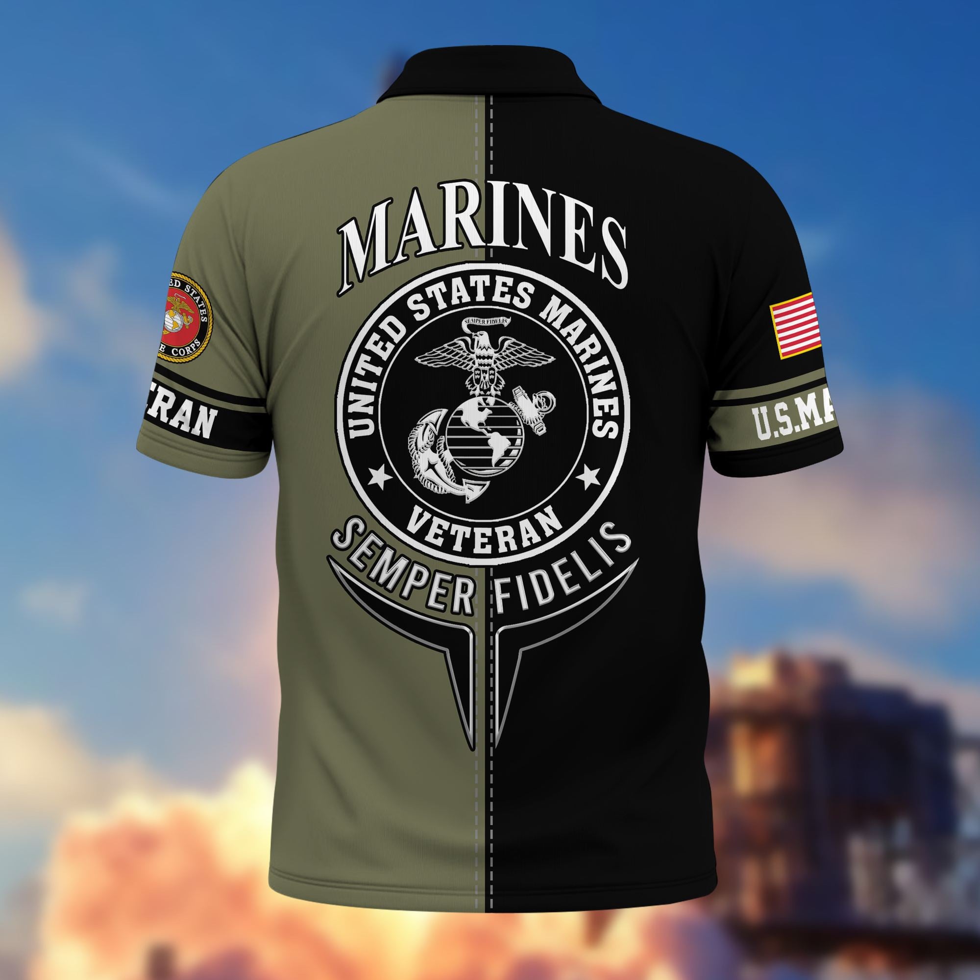 Premium US Veterans Polo Shirt, Gifts For US Veterans, Gifts On Father's Day, Armed Forces Day, Independence Day, Veterans Day.