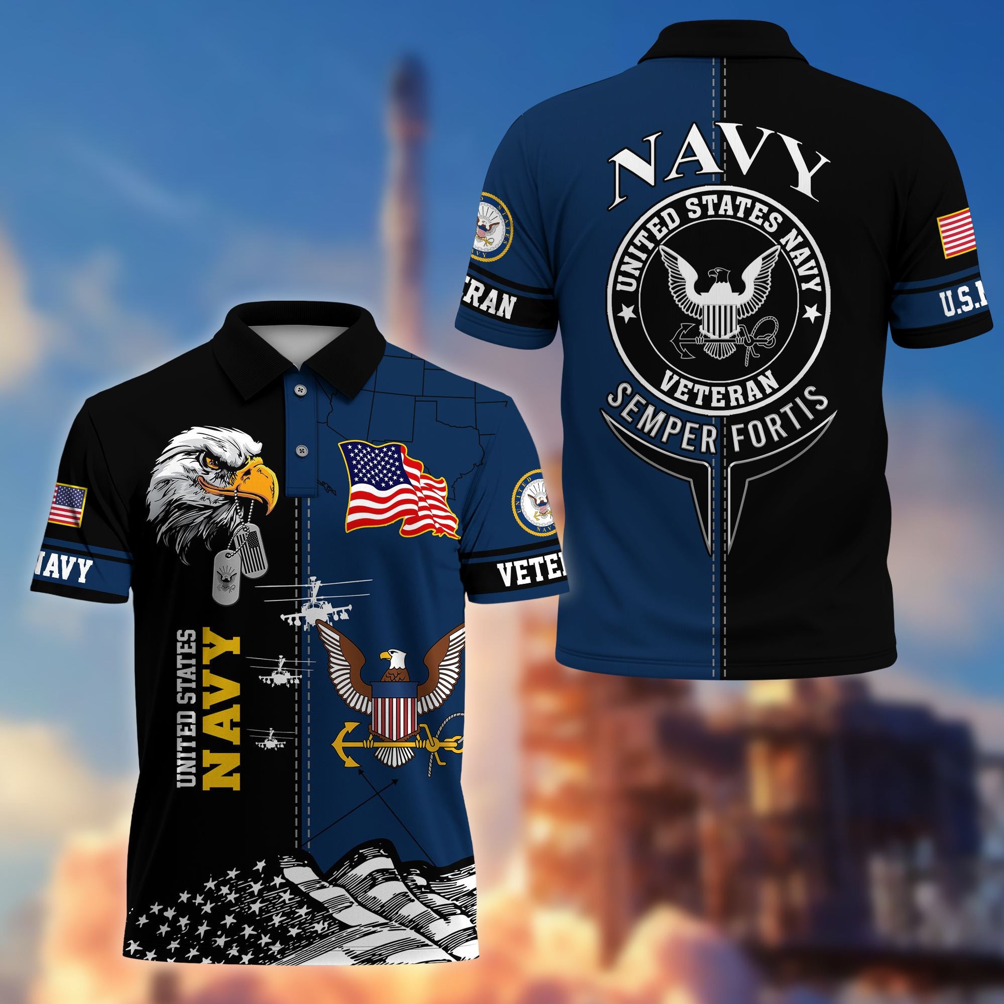 Premium US Veterans Polo Shirt, Gifts For US Veterans, Gifts On Father's Day, Armed Forces Day, Independence Day, Veterans Day.