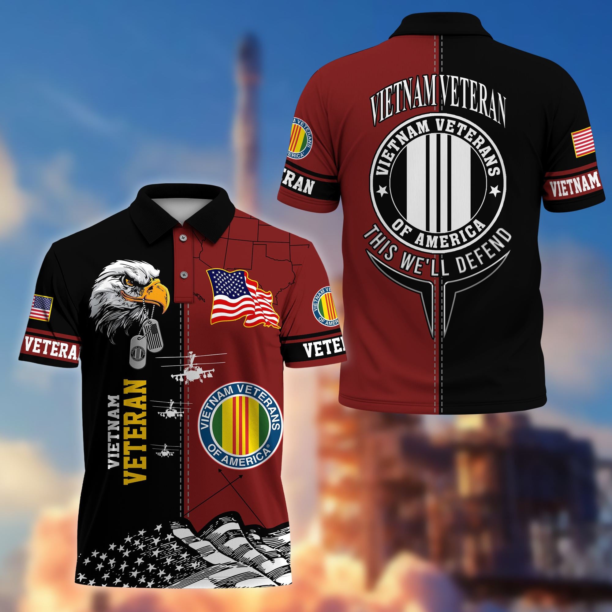 Premium US Veterans Polo Shirt, Gifts For US Veterans, Gifts On Father's Day, Armed Forces Day, Independence Day, Veterans Day.