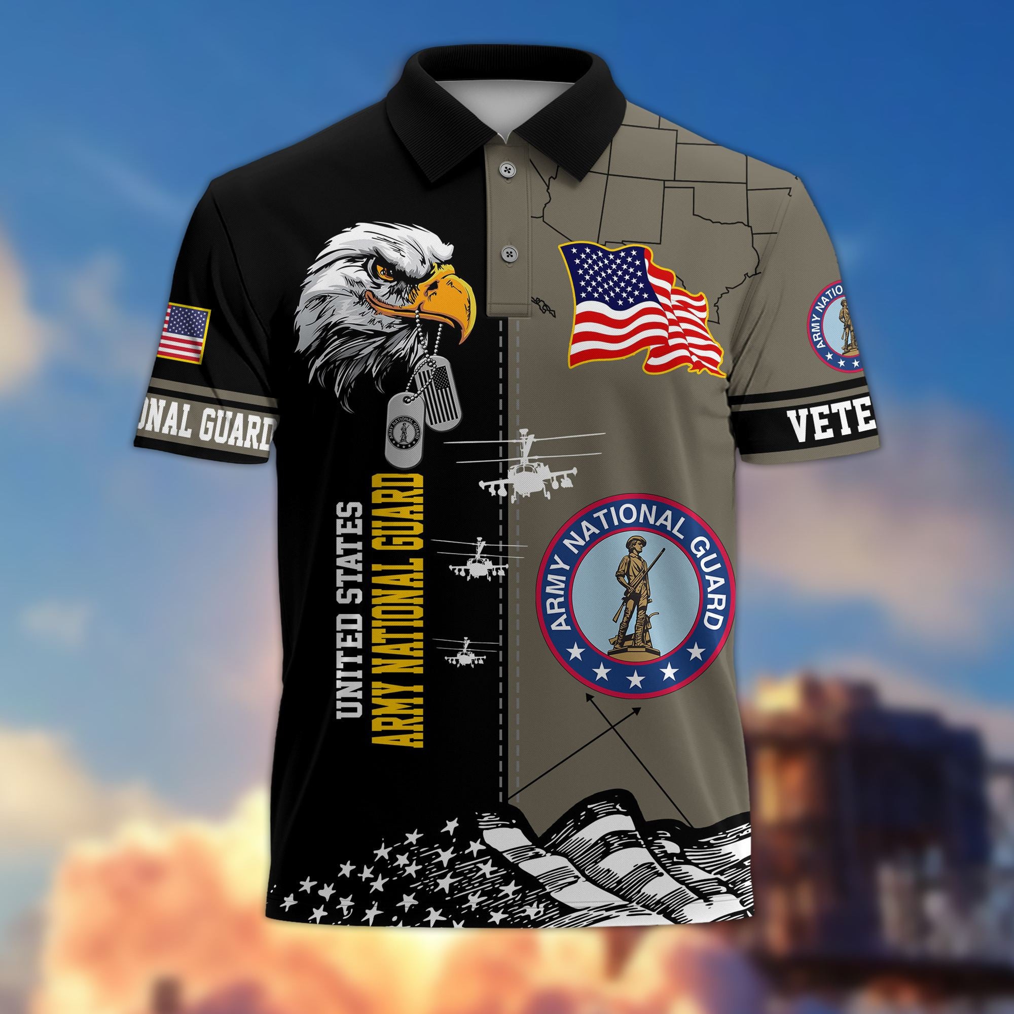 Premium US Veterans Polo Shirt, Gifts For US Veterans, Gifts On Father's Day, Armed Forces Day, Independence Day, Veterans Day.