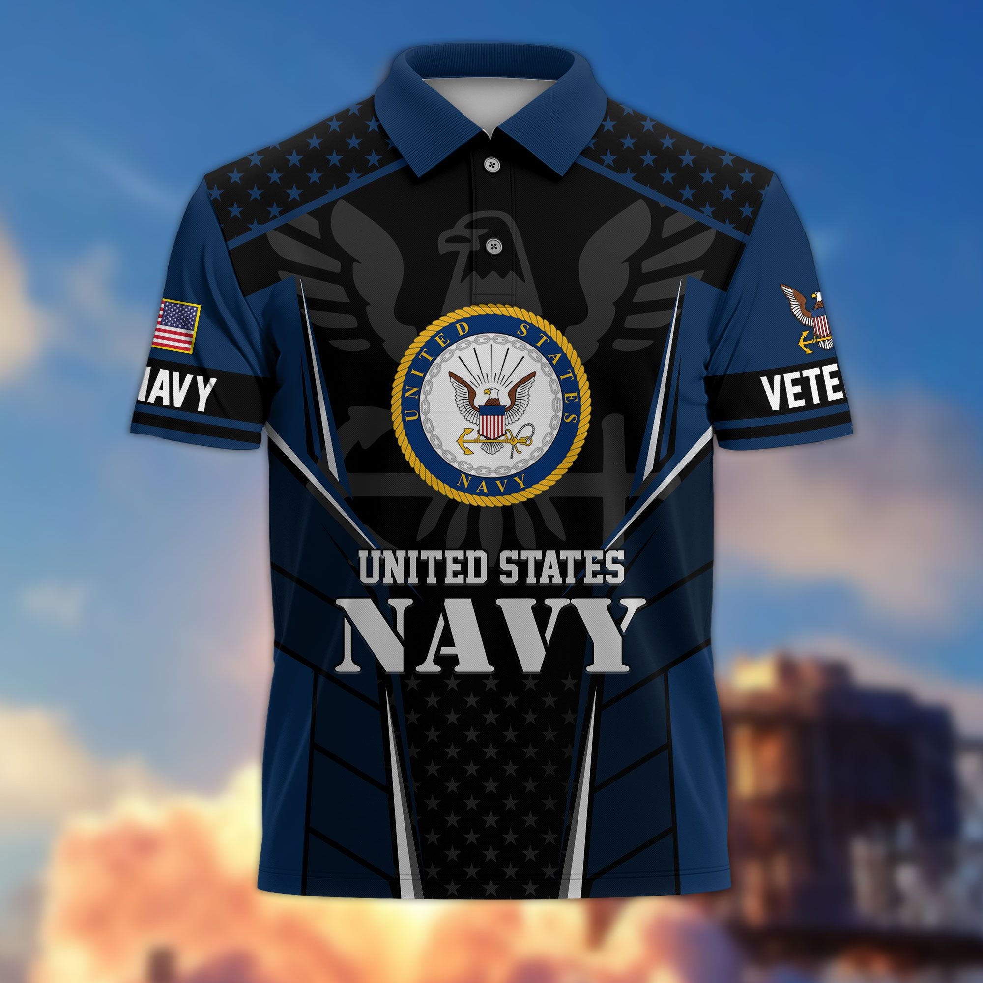 Premium US Veterans Polo Shirt, Gifts For US Veterans, Best Gifts On Father's Day, Armed Forces Day, Independence Day, Veterans Day.