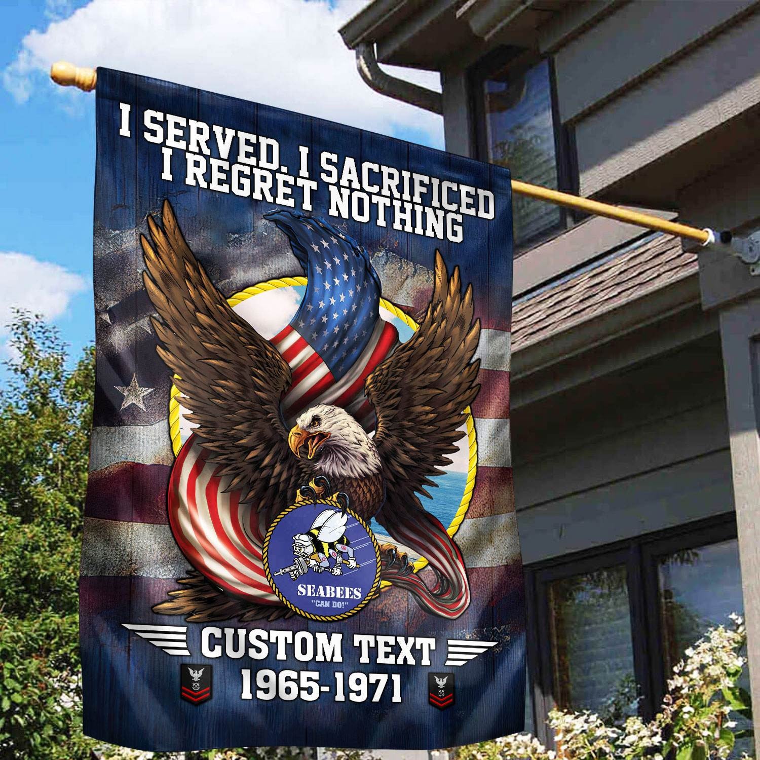 Premium Custom US Seabees Veteran Flag, Gift For Seabees Veteran, American Flag, Patriotic Flag, Garden Flag, House Flag