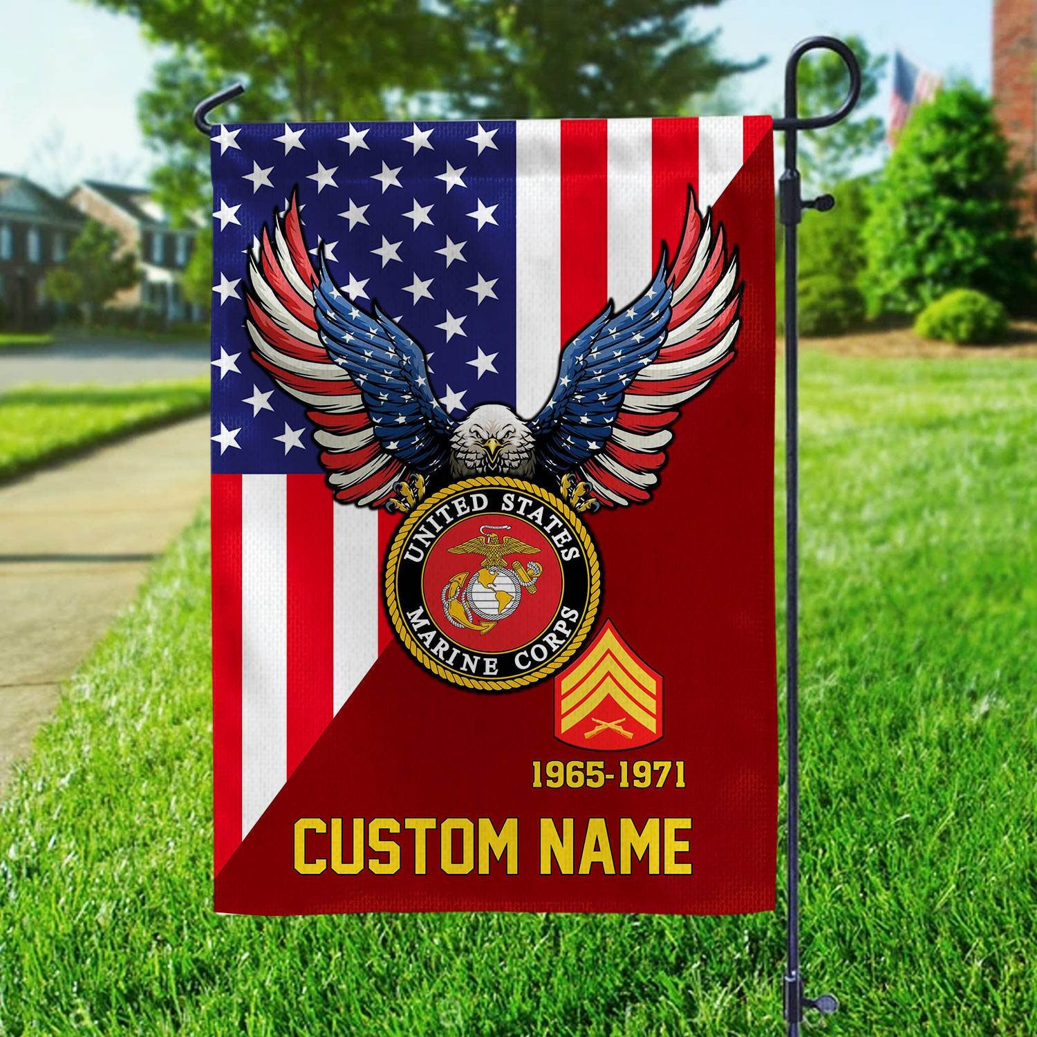 Premium Custom USMC Veteran Flag, Gift For Marine Veteran, American Flag, Patriotic Flag, Garden Flag, House Flag, Gifts On Father's Day, Independence Day, Veterans Day.