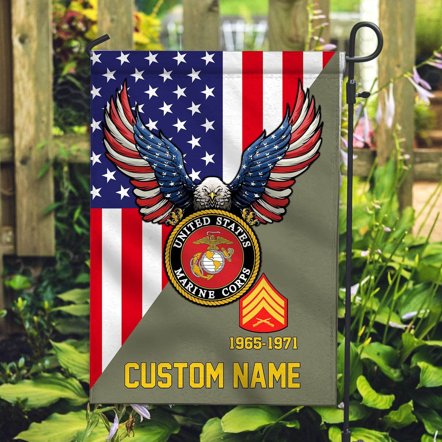 Premium Custom USMC Veteran Flag, Gift For Marine Veteran, American Flag, Patriotic Flag, Garden Flag, House Flag, Gifts On Father's Day, Independence Day, Veterans Day.