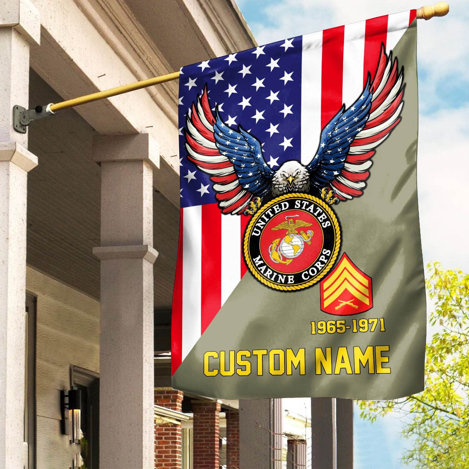 Premium Custom USMC Veteran Flag, Gift For Marine Veteran, American Flag, Patriotic Flag, Garden Flag, House Flag, Gifts On Father's Day, Independence Day, Veterans Day.