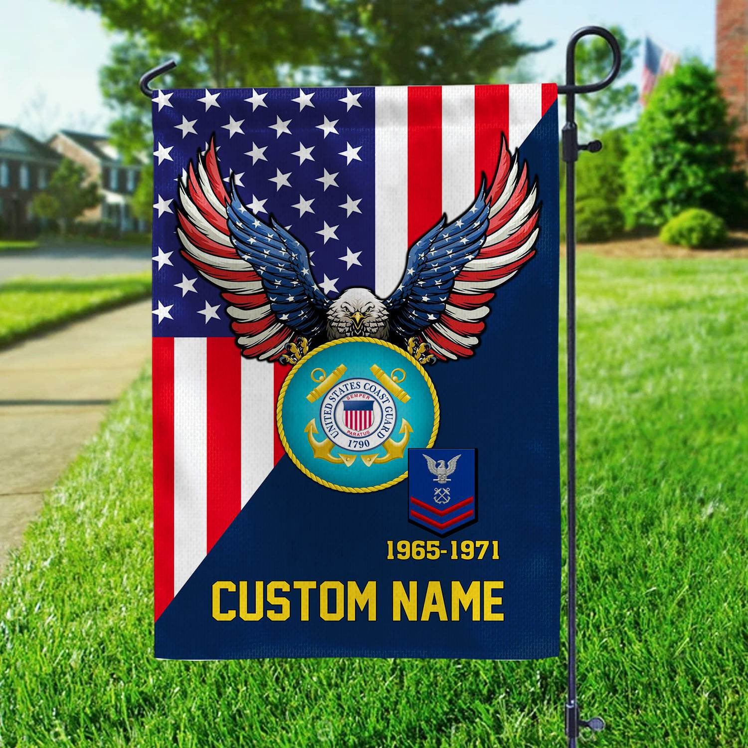 Premium Custom USCG Veteran Flag, Gift For Coast Guard Veteran, American Flag, Patriotic Flag, Garden Flag, House Flag, Gifts On Father's Day, Independence Day, Veterans Day.