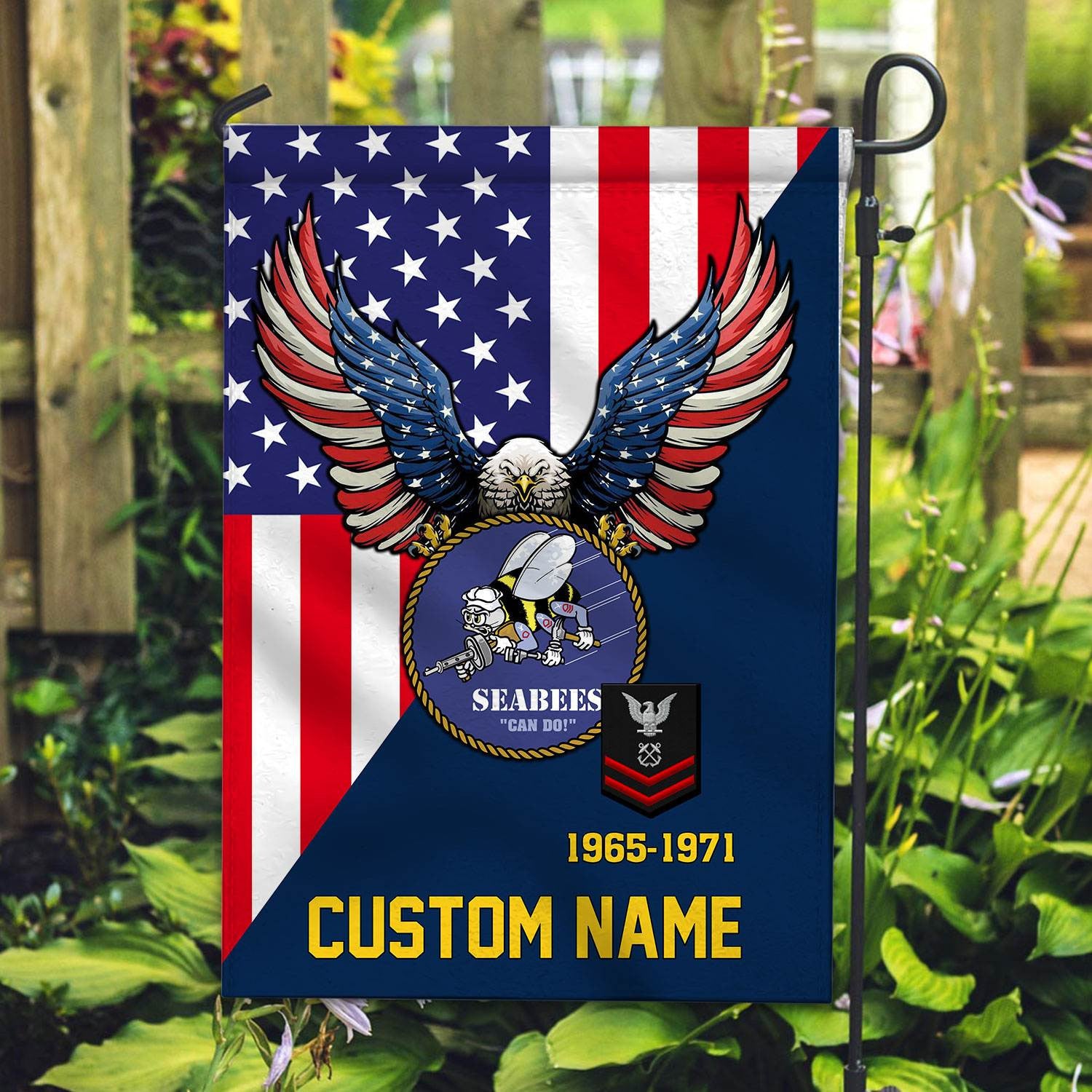 Premium Custom US Seabees Veteran Flag, Gift For Seabees Veteran, American Flag, Patriotic Flag, Garden Flag, House Flag, Gifts On Father's Day, Independence Day, Veterans Day.