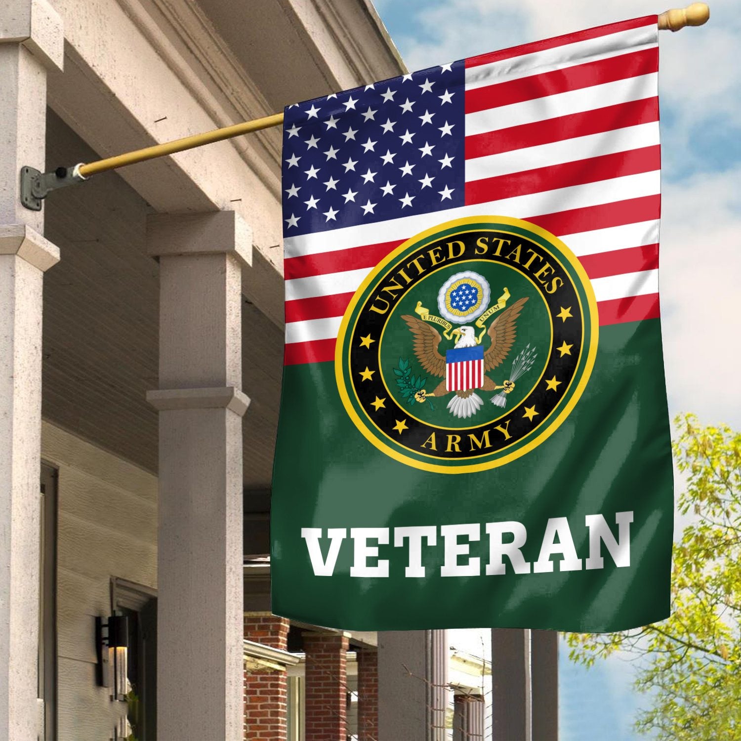 Premium US Army Veteran Flag, Custom Name, Rank, Year, Gift For Army Veteran, American Flag, Patriotic Flag, Garden Flag, House Flag, Gifts On Father's Day, Independence Day, Veterans Day.