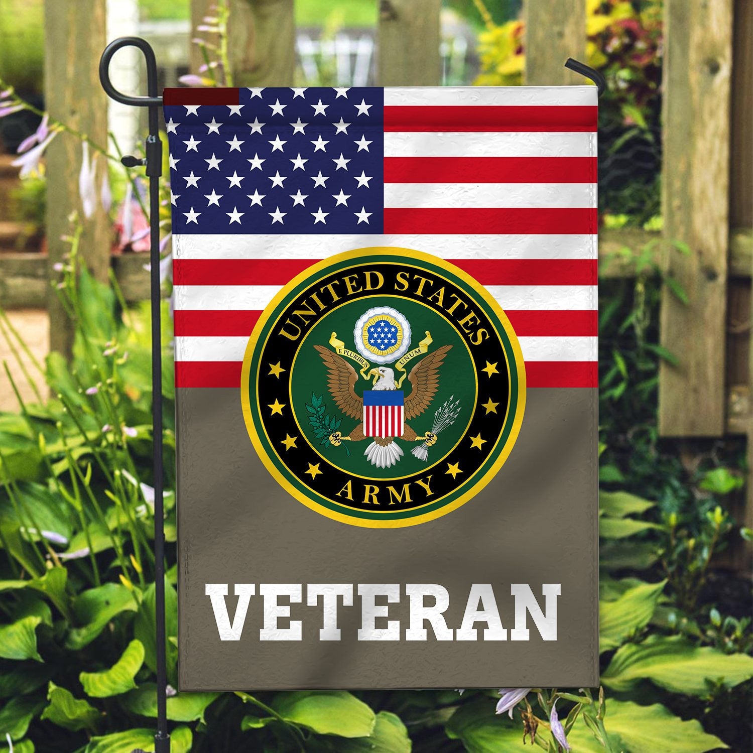 Premium US Army Veteran Flag, Custom Name, Rank, Year, Gift For Army Veteran, American Flag, Patriotic Flag, Garden Flag, House Flag, Gifts On Father's Day, Independence Day, Veterans Day.