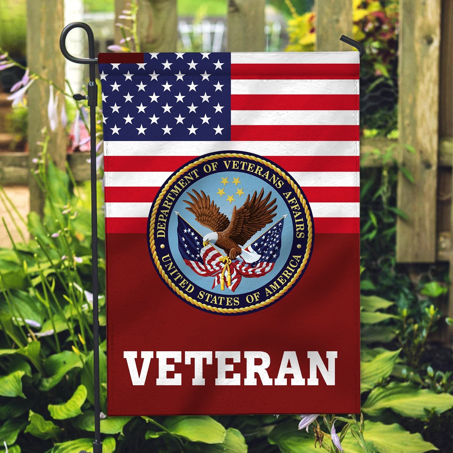Premium US Veteran Flag, Custom Name, Rank, Year, Gift For US Veteran, American Flag, Patriotic Flag, Garden Flag, House Flag, Gifts On Father's Day, Independence Day, Veterans Day.