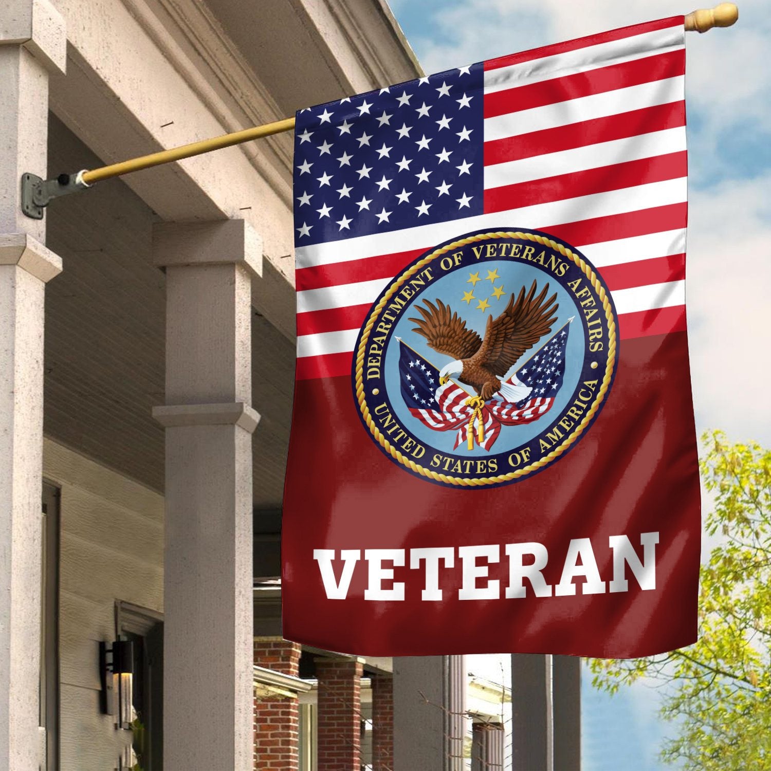 Premium US Veteran Flag, Custom Name, Rank, Year, Gift For US Veteran, American Flag, Patriotic Flag, Garden Flag, House Flag, Gifts On Father's Day, Independence Day, Veterans Day.