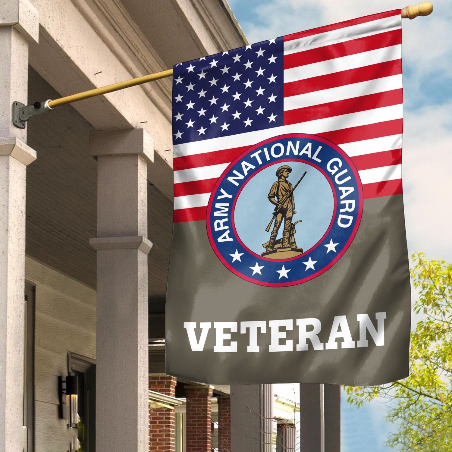 Premium Army National Guard Veteran Flag, Custom Name, Rank, Year, Gift For Army National Guard Veteran, American Flag, Patriotic Flag, Garden Flag, House Flag, Gifts On Father's Day, Independence Day, Veterans Day.