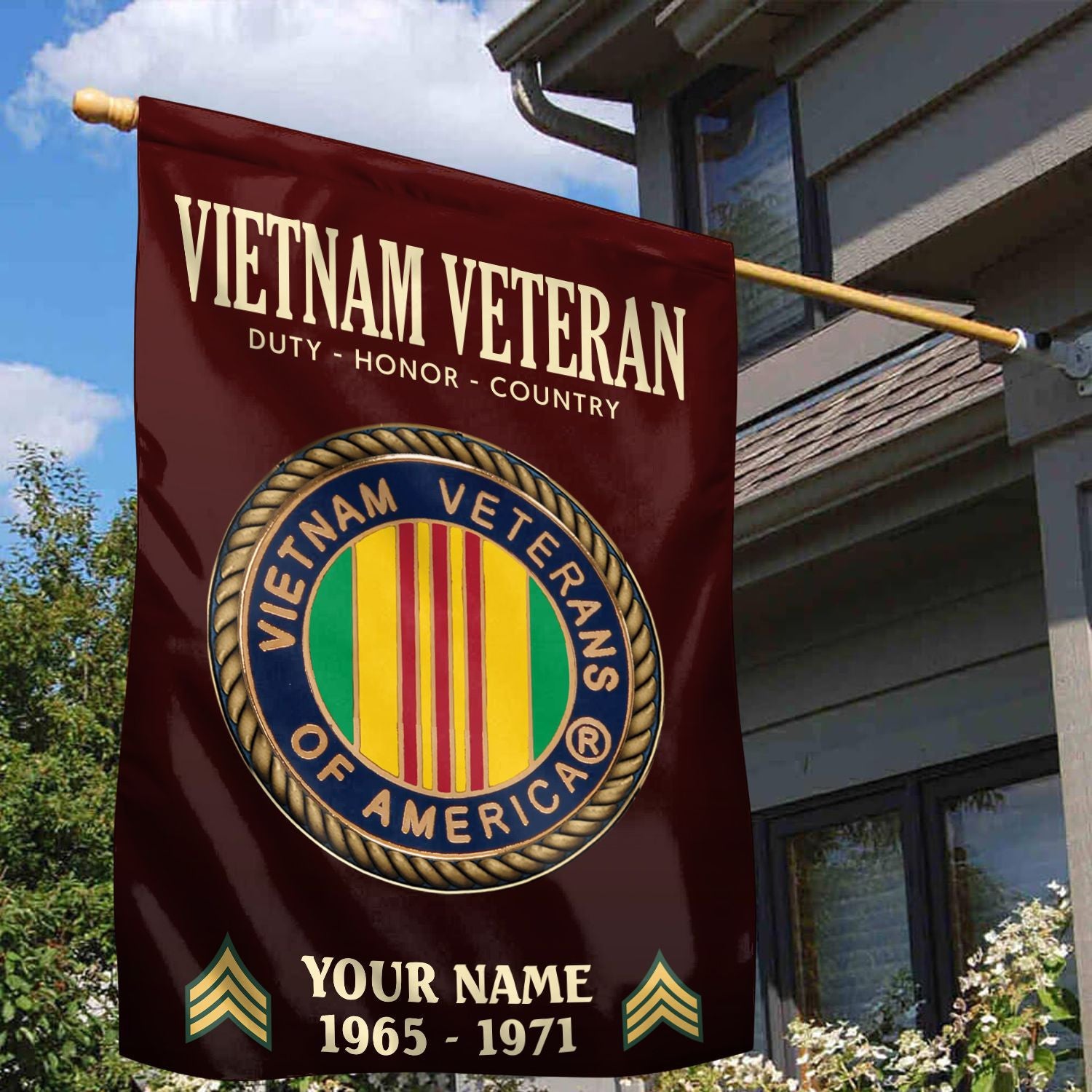 Vietnam Veteran Flag, Custom Name, Rank, Year, Gift For Vietnam Veteran, American Flag, Patriotic Flag, Garden Flag, House Flag