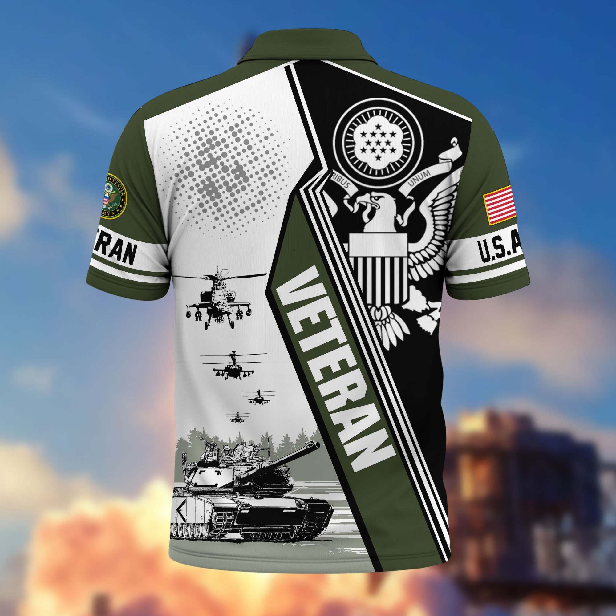 Premium US Veterans Polo Shirt, Gifts For US Veterans, Gifts On Father's Day, Armed Forces Day, Independence Day, Veterans Day.