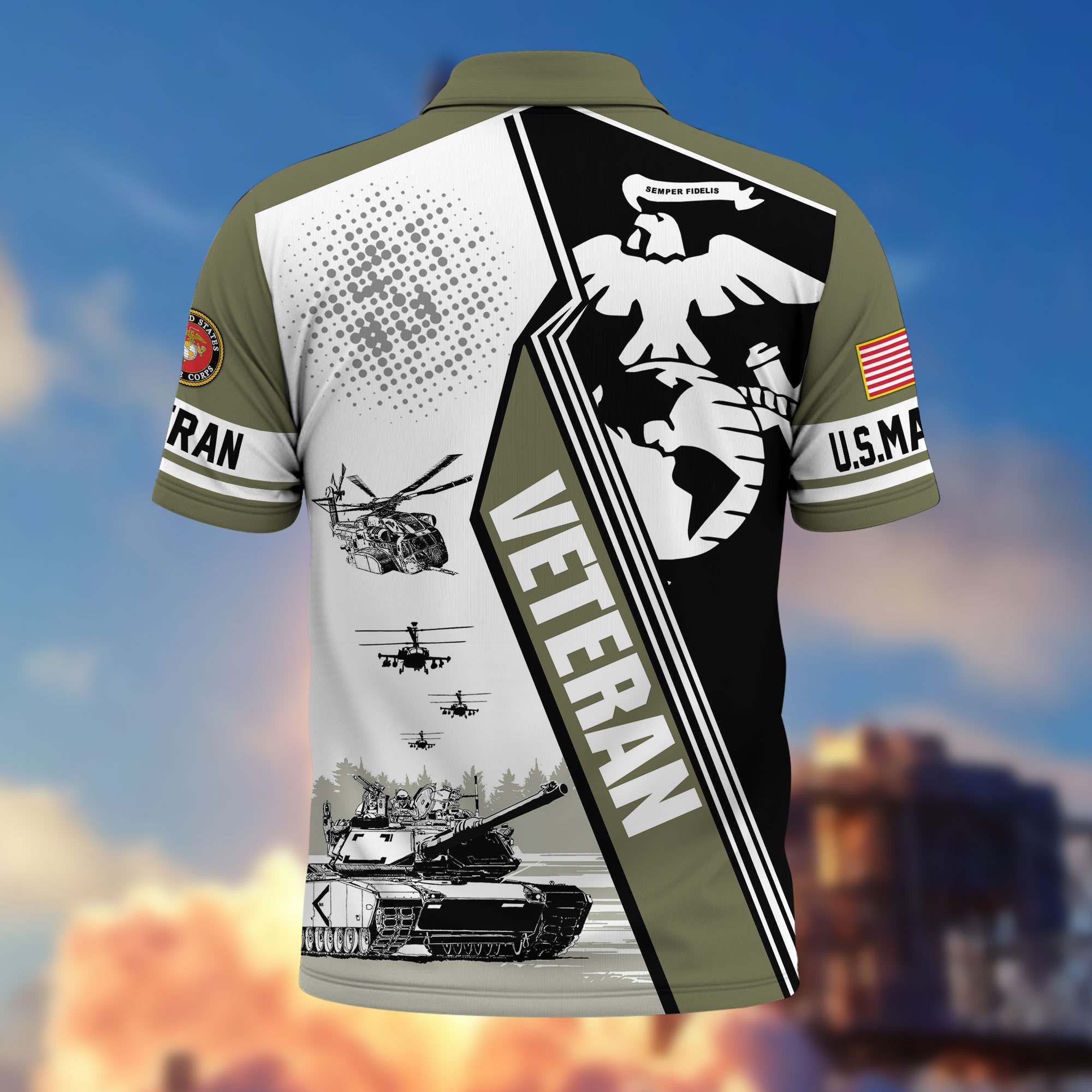 Premium US Veterans Polo Shirt, Gifts For US Veterans, Gifts On Father's Day, Armed Forces Day, Independence Day, Veterans Day.