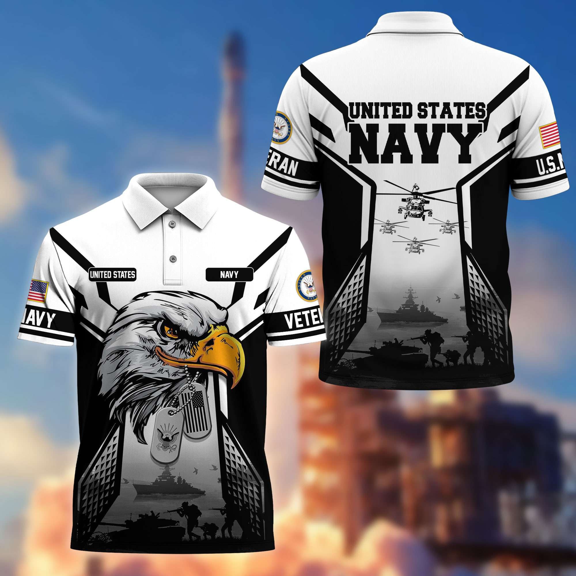 Premium US Veterans Polo Shirt, Gifts For US Veterans, Gifts On Father's Day, Armed Forces Day, Independence Day, Veterans Day.