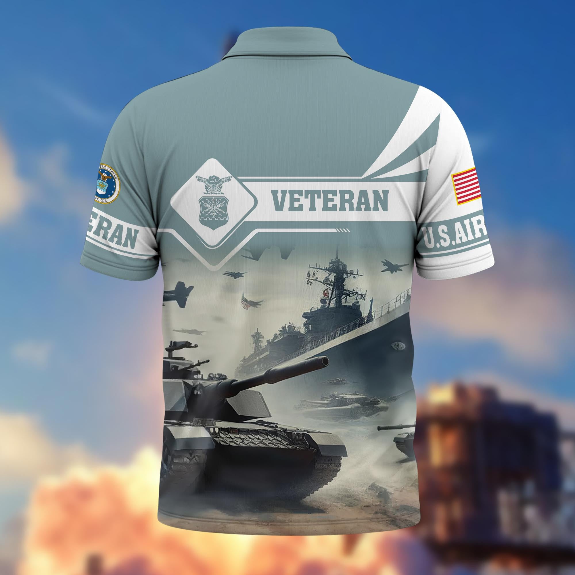 Premium US Veterans Polo Shirt, Gifts For US Veterans, Gifts On Father's Day, Armed Forces Day, Independence Day, Veterans Day.