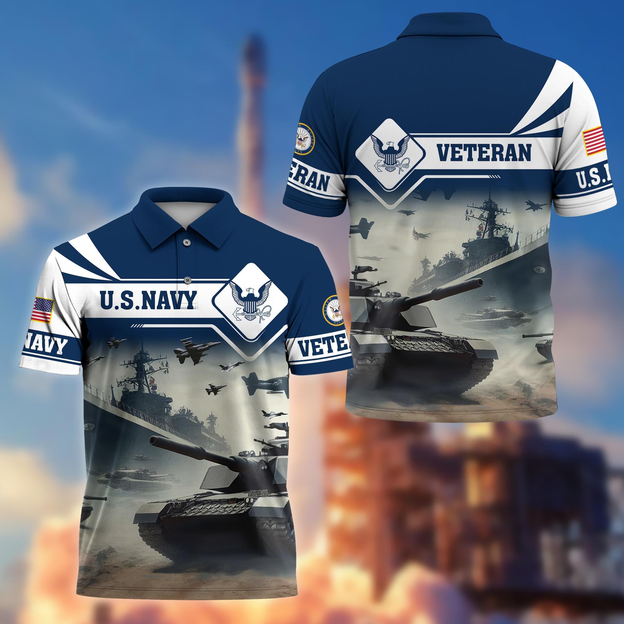 Premium US Veterans Polo Shirt, Gifts For US Veterans, Gifts On Father's Day, Armed Forces Day, Independence Day, Veterans Day.