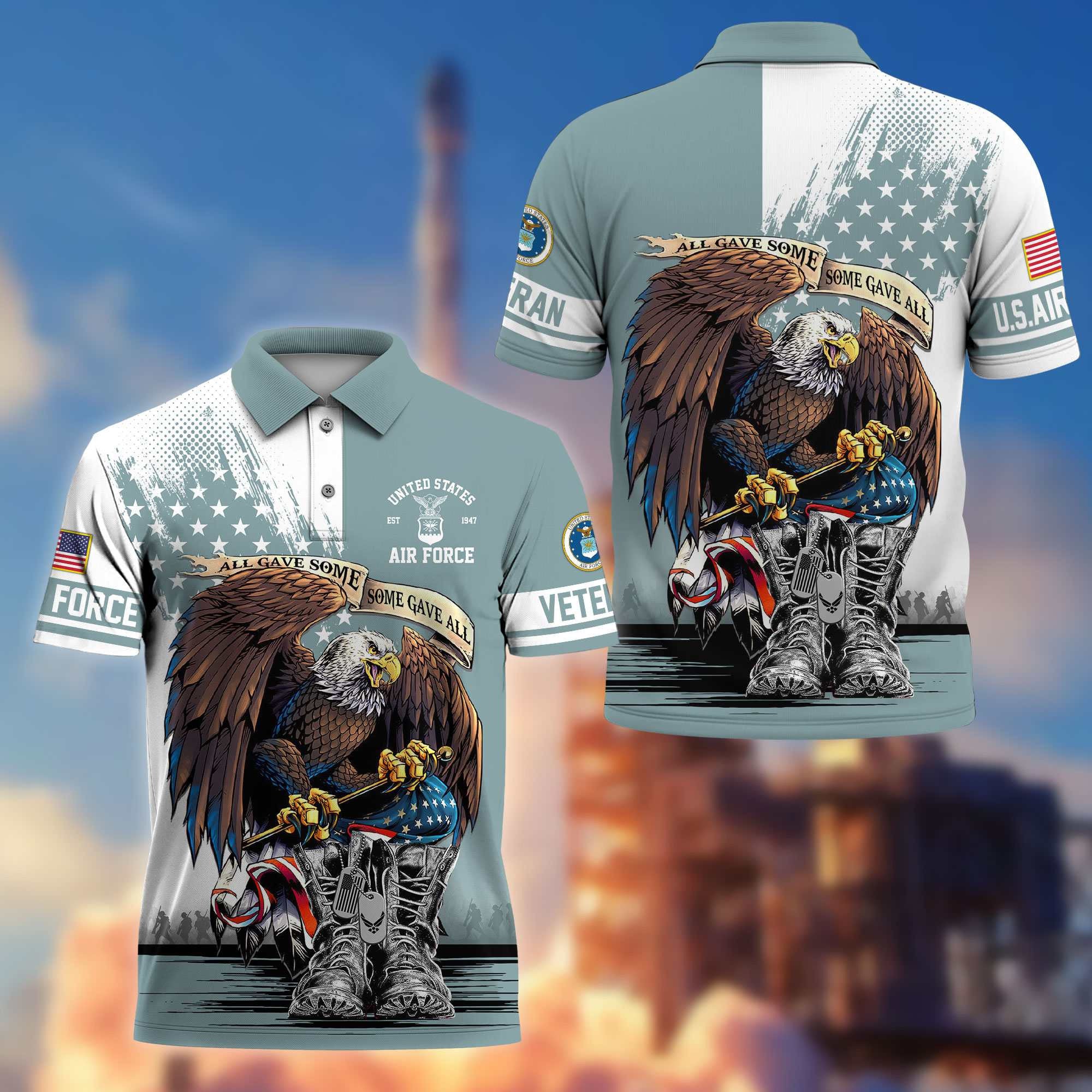 Premium US Veterans Polo Shirt, Gifts For US Veterans, Gifts On Memorial Day, Father's Day, Armed Forces Day, Independence Day, Veterans Day.