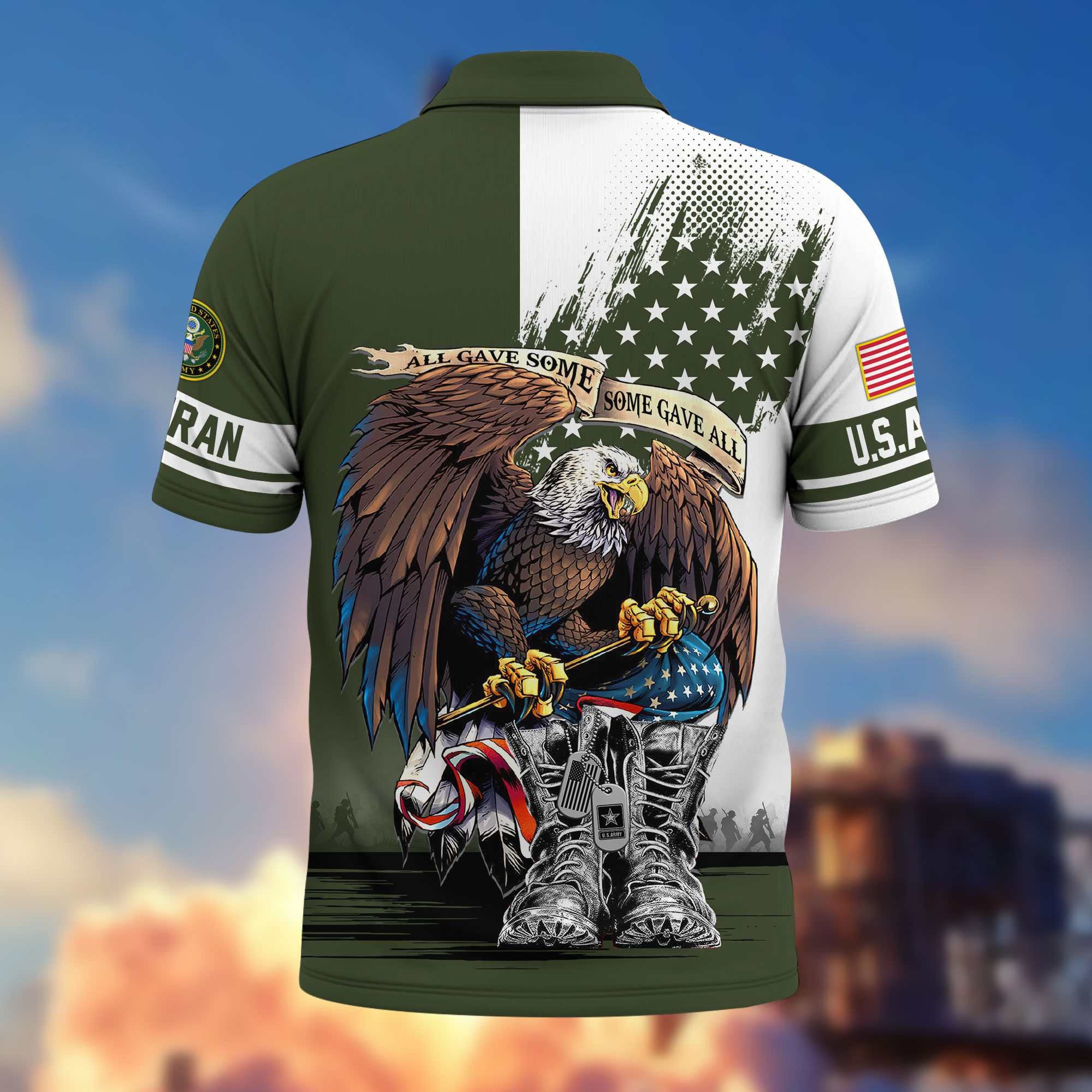Premium US Veterans Polo Shirt, Gifts For US Veterans, Gifts On Memorial Day, Father's Day, Armed Forces Day, Independence Day, Veterans Day.