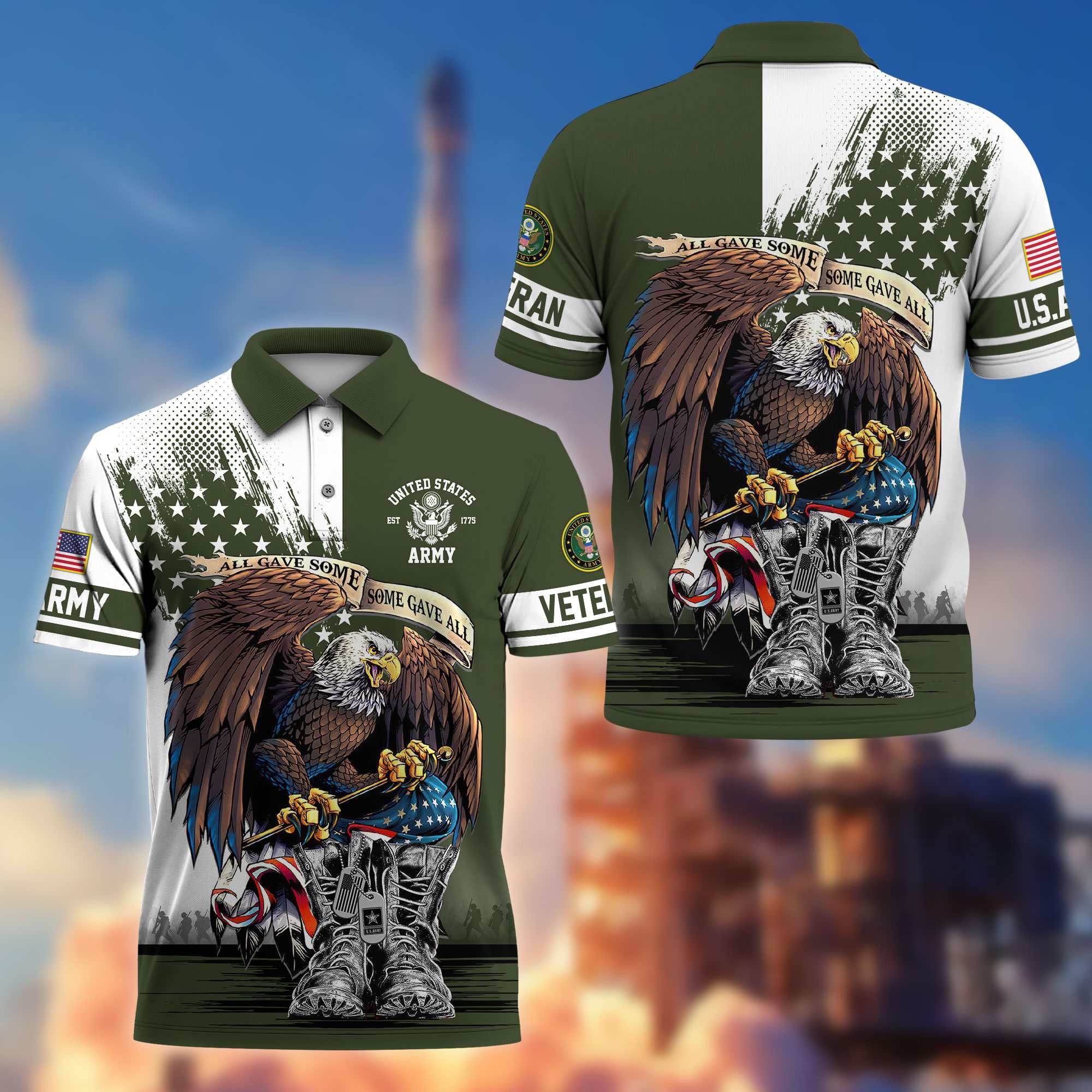 Premium US Veterans Polo Shirt, Gifts For US Veterans, Gifts On Memorial Day, Father's Day, Armed Forces Day, Independence Day, Veterans Day.