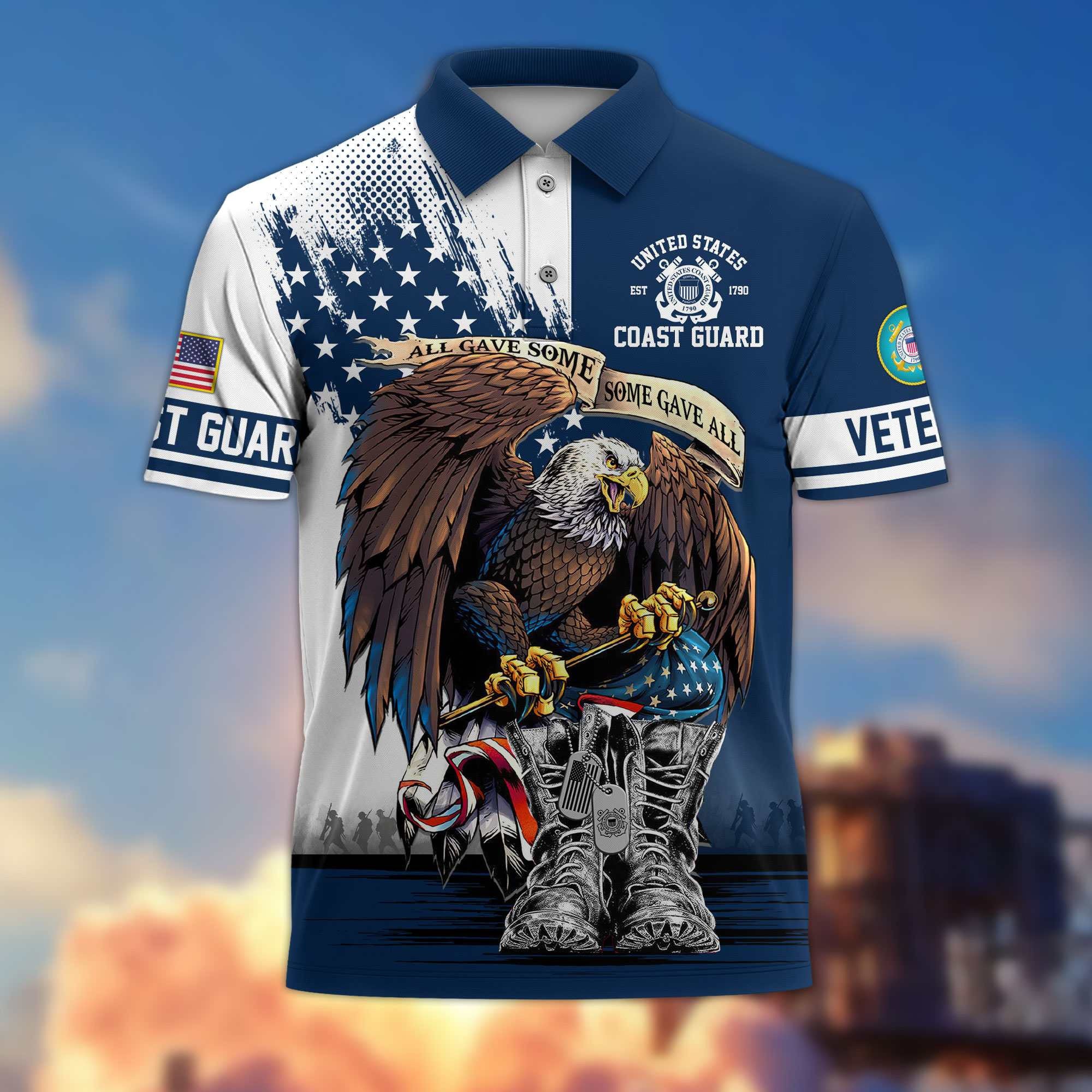 Premium US Veterans Polo Shirt, Gifts For US Veterans, Gifts On Memorial Day, Father's Day, Armed Forces Day, Independence Day, Veterans Day.