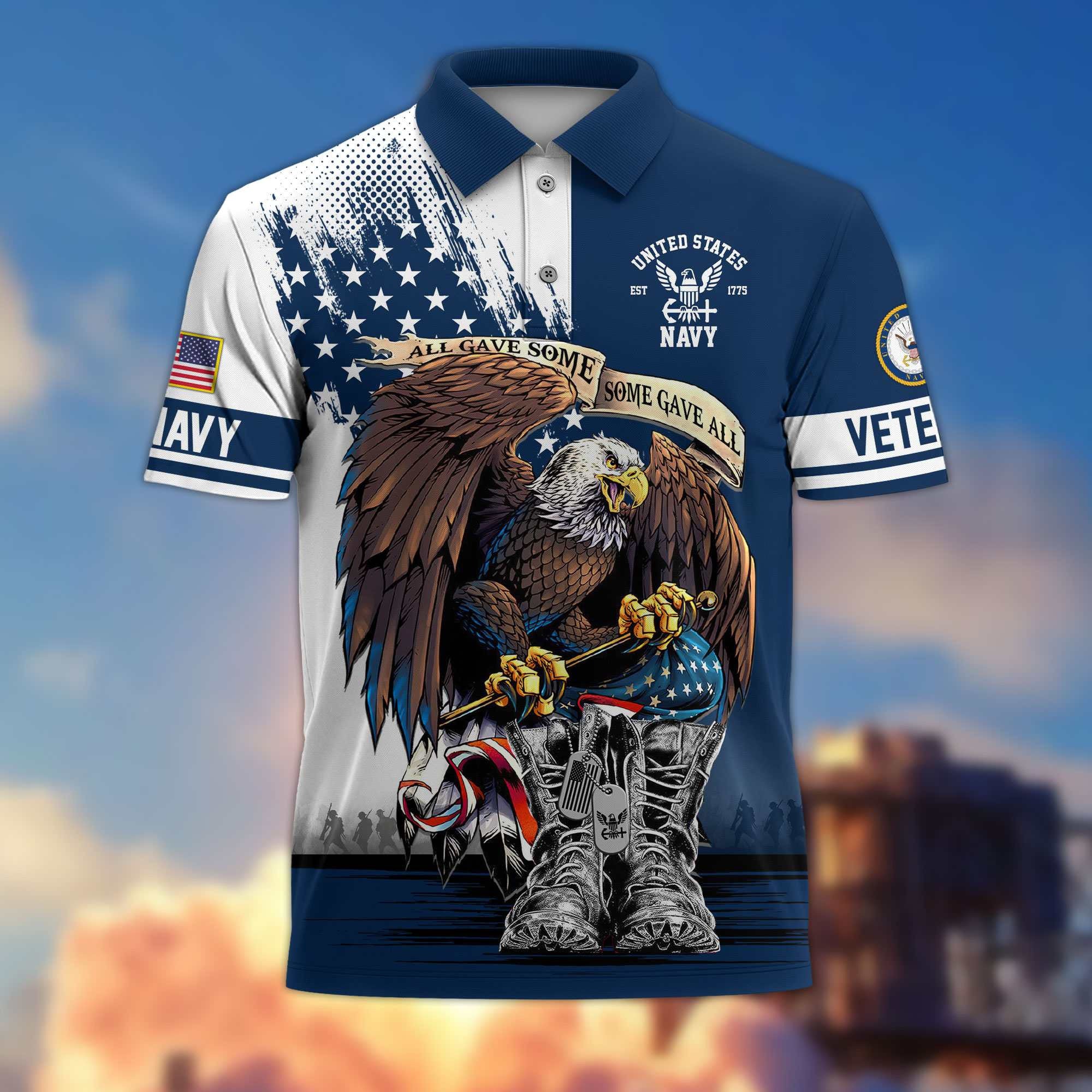 Premium US Veterans Polo Shirt, Gifts For US Veterans, Gifts On Memorial Day, Father's Day, Armed Forces Day, Independence Day, Veterans Day.