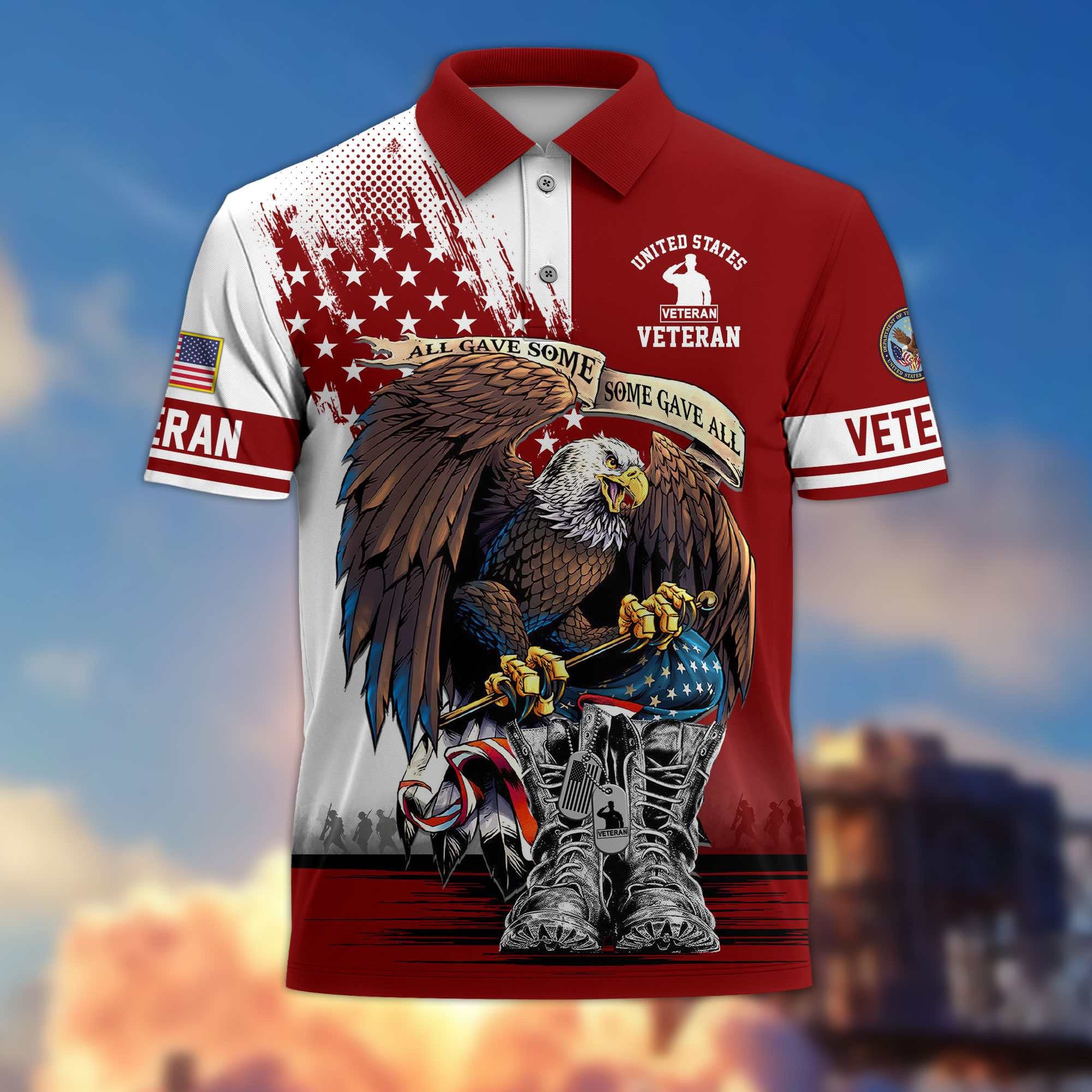 Premium US Veterans Polo Shirt, Gifts For US Veterans, Gifts On Memorial Day, Father's Day, Armed Forces Day, Independence Day, Veterans Day.