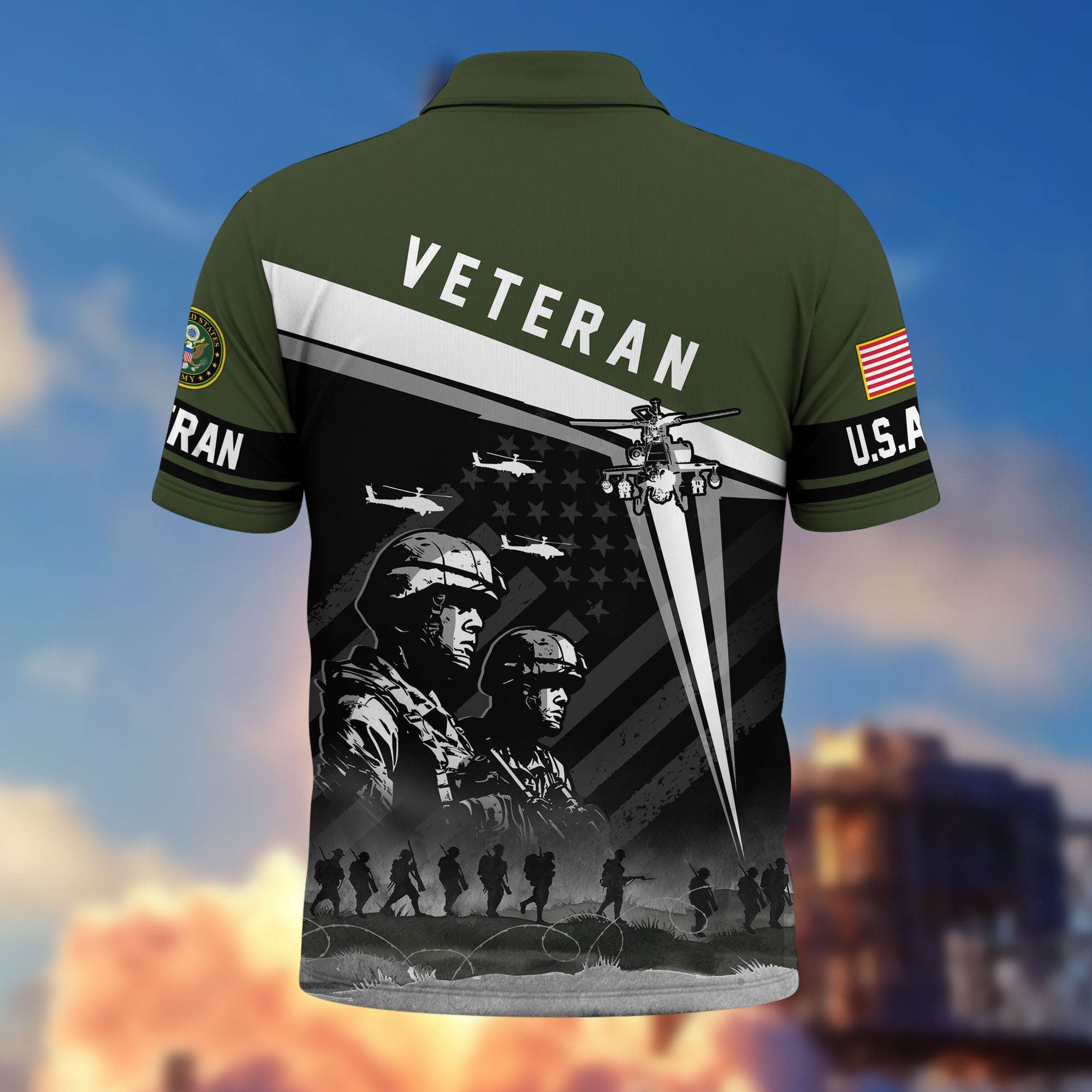 Premium US Veterans Polo Shirt, Gifts For US Veterans, Gifts On Memorial Day, Father's Day, Armed Forces Day, Independence Day, Veterans Day.