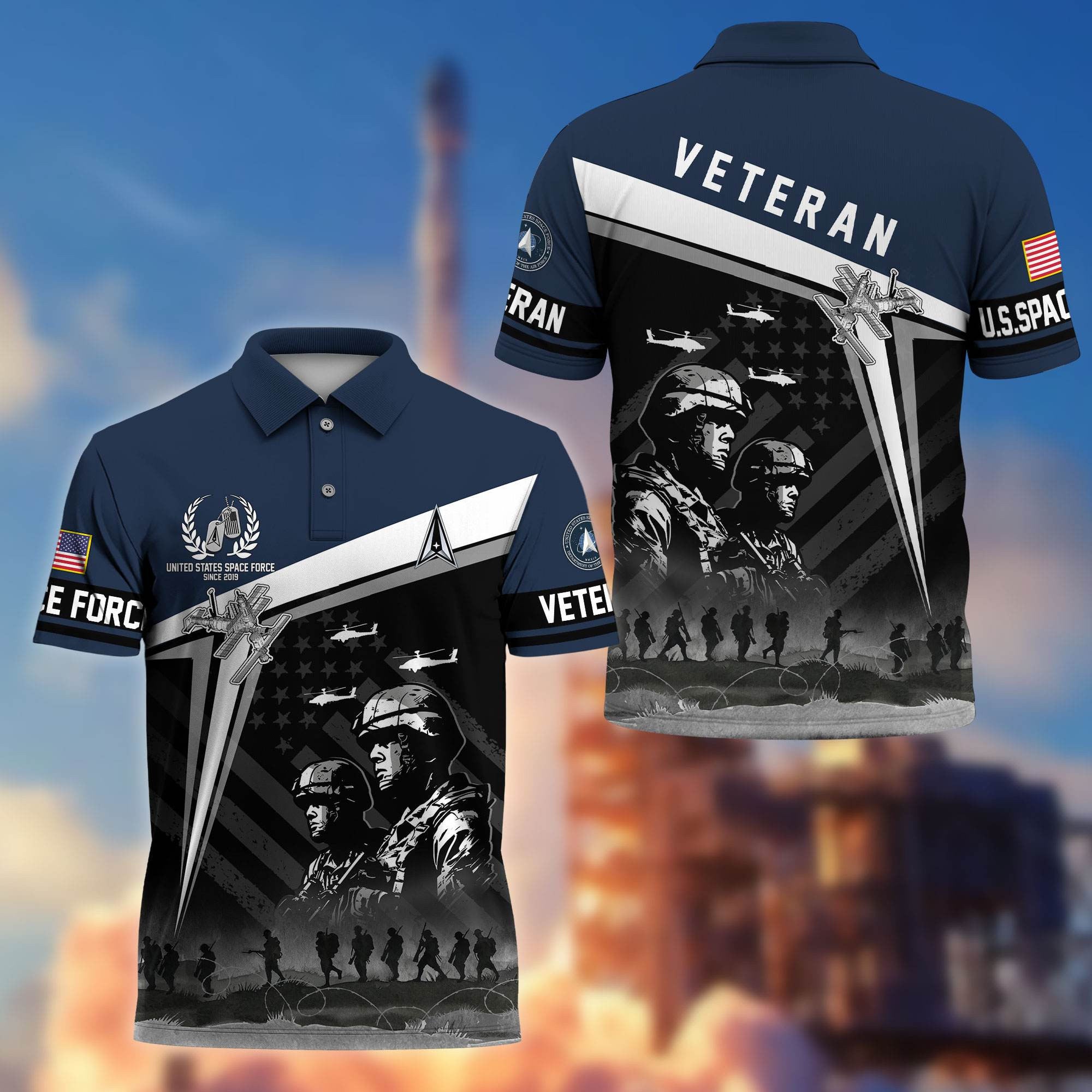 Premium US Veterans Polo Shirt, Gifts For US Veterans, Gifts On Memorial Day, Father's Day, Armed Forces Day, Independence Day, Veterans Day.