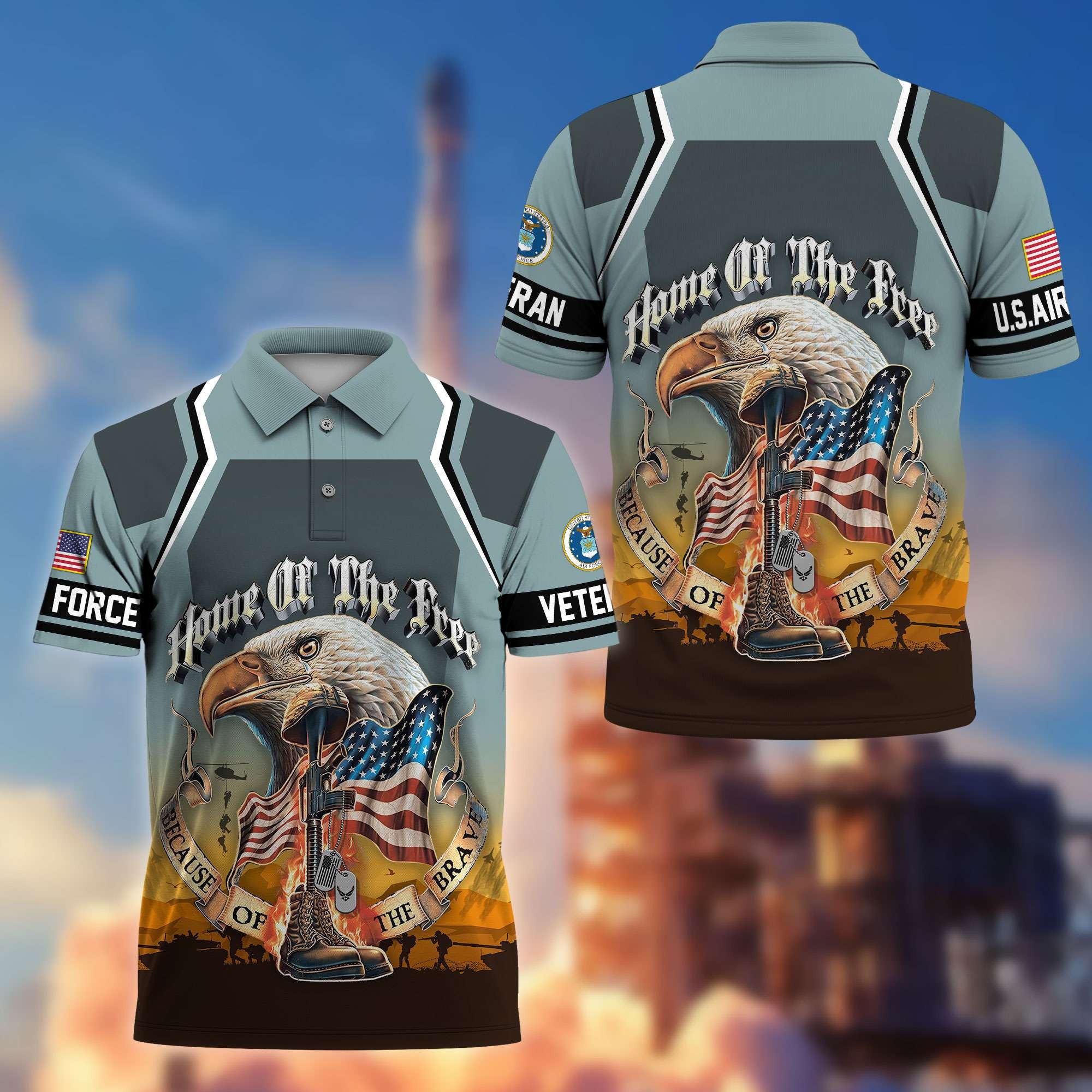 Premium US Veterans Polo Shirt, Gifts For US Veterans, Gifts On Memorial Day, Father's Day, Armed Forces Day, Veterans Day.