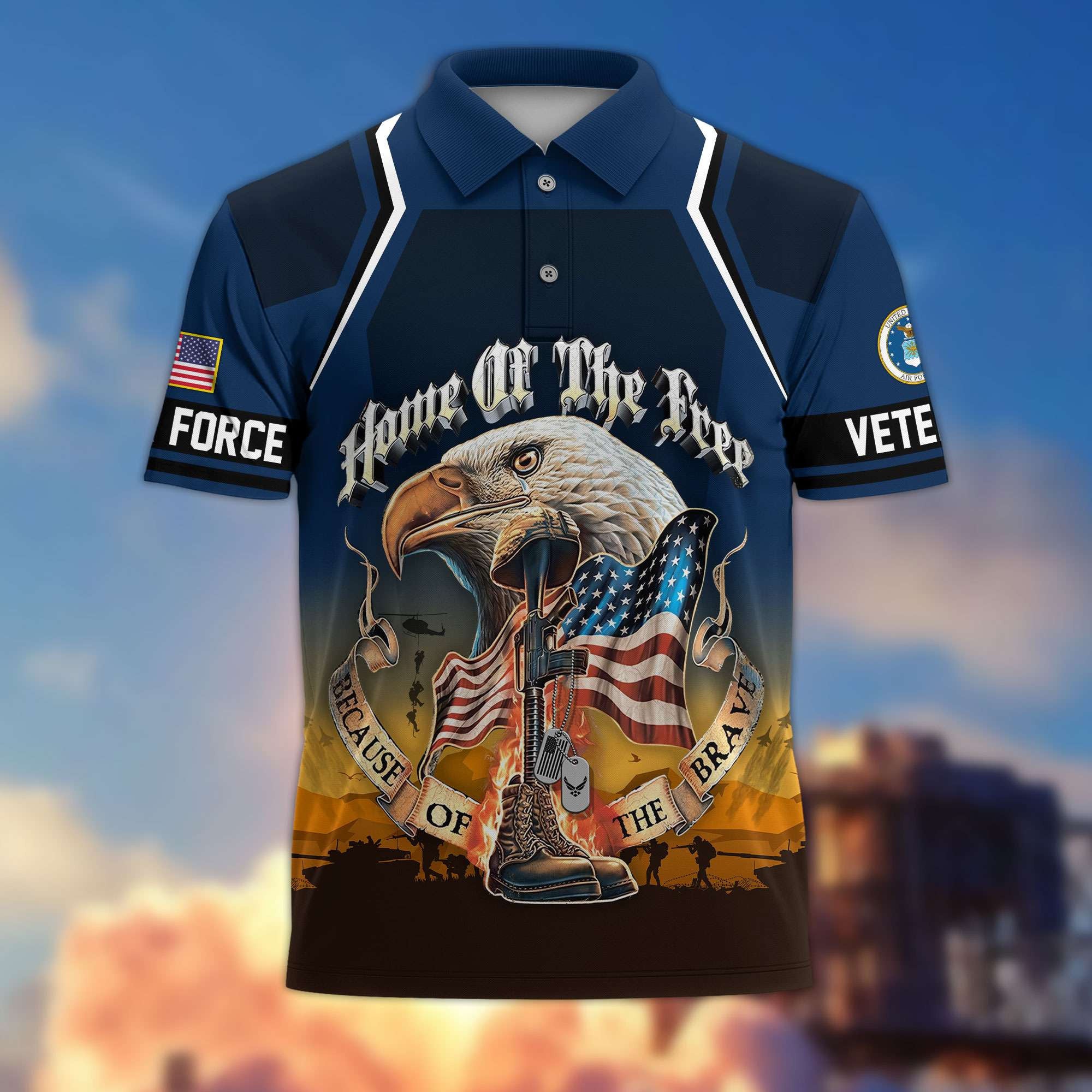 Premium US Veterans Polo Shirt, Gifts For US Veterans, Gifts On Memorial Day, Father's Day, Armed Forces Day, Veterans Day.