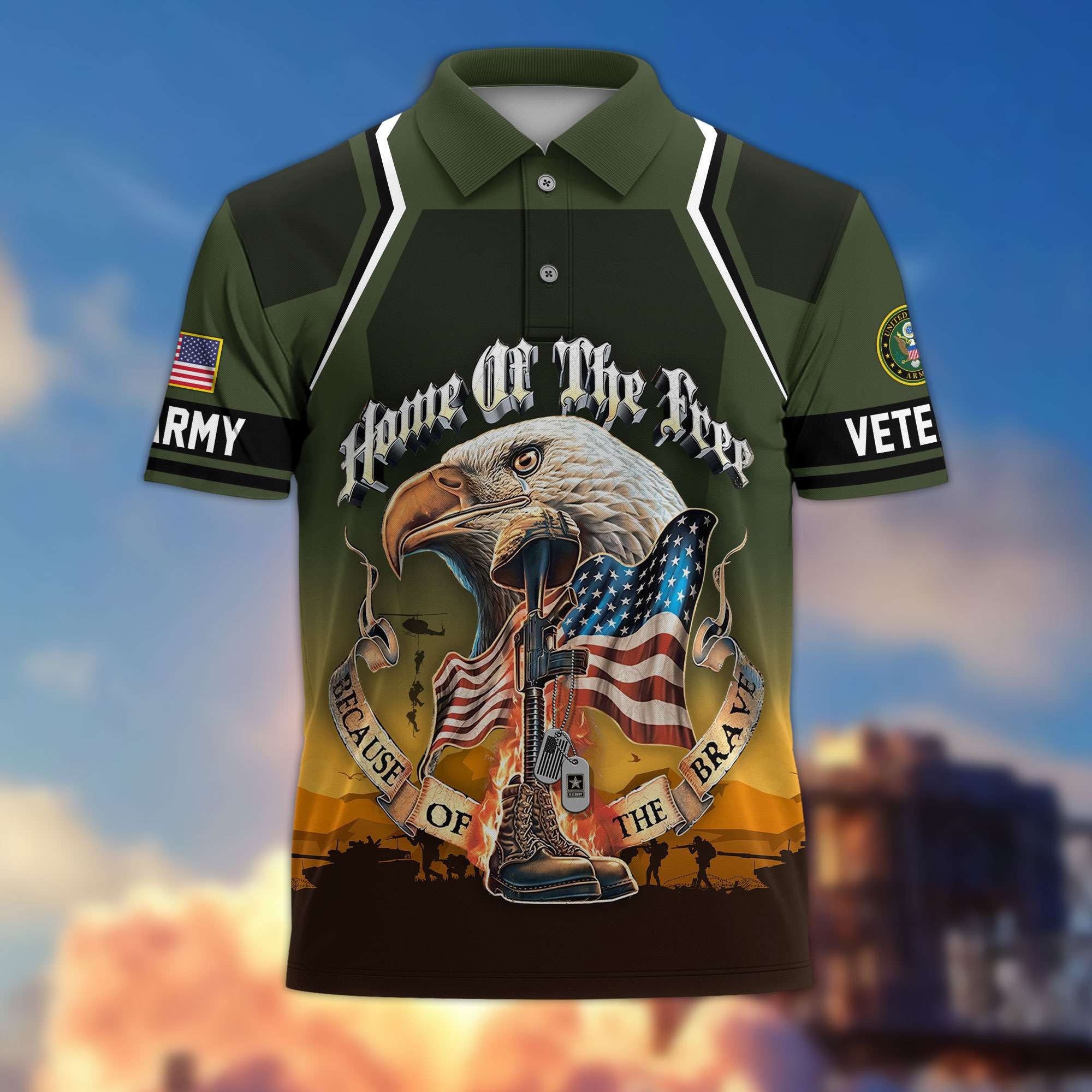 Premium US Veterans Polo Shirt, Gifts For US Veterans, Gifts On Memorial Day, Father's Day, Armed Forces Day, Veterans Day.