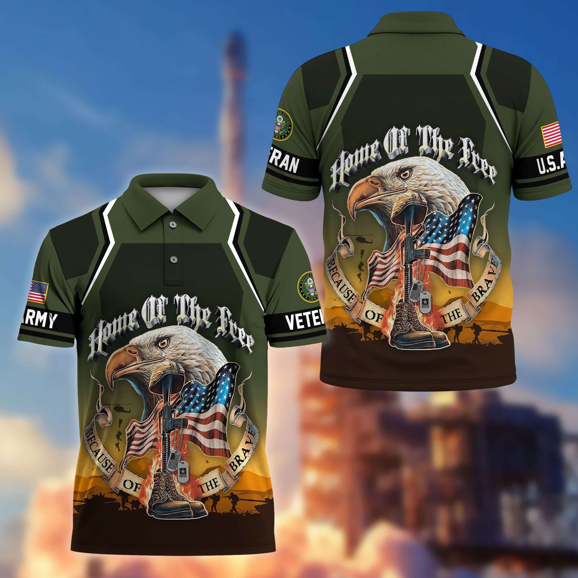 Premium US Veterans Polo Shirt, Gifts For US Veterans, Gifts On Memorial Day, Father's Day, Armed Forces Day, Veterans Day.